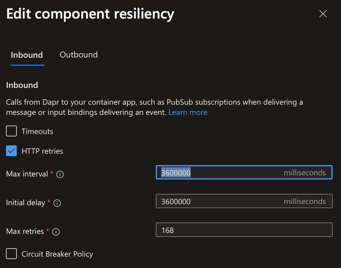 sandeep_c24's tweet photo. @azuresupport #azTechHelp I have a subscription with resiliency policy as shown in the screenshot. The issue I have is that the retries happen all at once without any delays, and then the message is DLQed. Have I got something wrong in this config? https://t.co/Xs5F0bM0jT