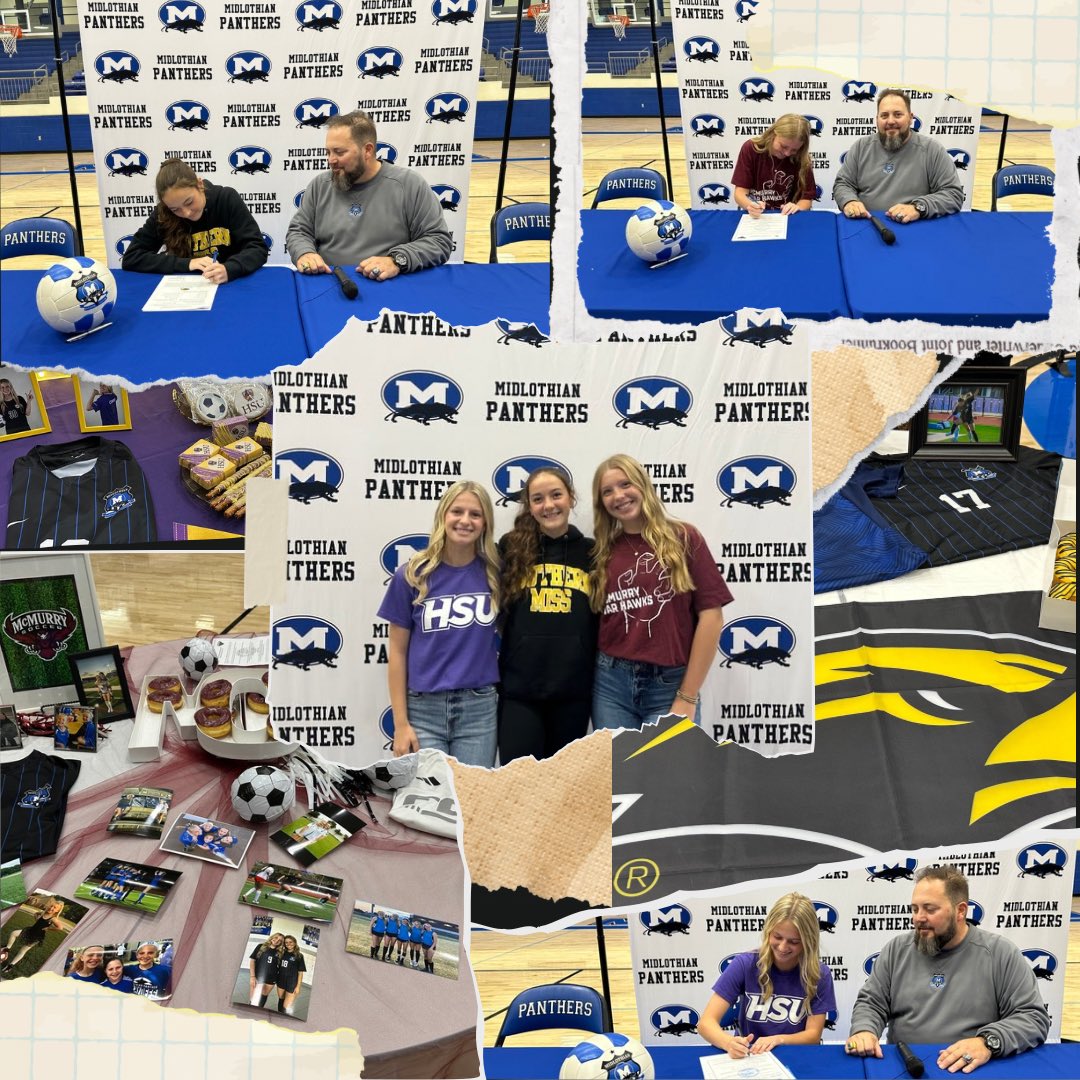 MHS Girls Soccer (@midlo_gsoccer) on Twitter photo ๐ฃCollege signing! Before we begin the season, we want to congratulate <a href="/17zaylareagan/">Zayla Reagan</a> <a href="/tatumbarnett_/">Tatum Barnett</a> & Ava Camp for choosing to continue their soccer journey in college. These Panthers will do great things at <a href="/SouthernMissSoc/">Southern Miss Soccer</a> <a href="/cowgirl_soccer/">HSU COWGIRL Soccer</a> <a href="/McMurrySoccer/">McMurry Soccer</a>! ๐ฃCollege signing! Before we begin the season, we want to congratulate <a href="/17zaylareagan/">Zayla Reagan</a> <a href="/tatumbarnett_/">Tatum Barnett</a> & Ava Camp for choosing to continue their soccer journey in college. These Panthers will do great things at <a href="/SouthernMissSoc/">Southern Miss Soccer</a> <a href="/cowgirl_soccer/">HSU COWGIRL Soccer</a> <a href="/McMurrySoccer/">McMurry Soccer</a>!