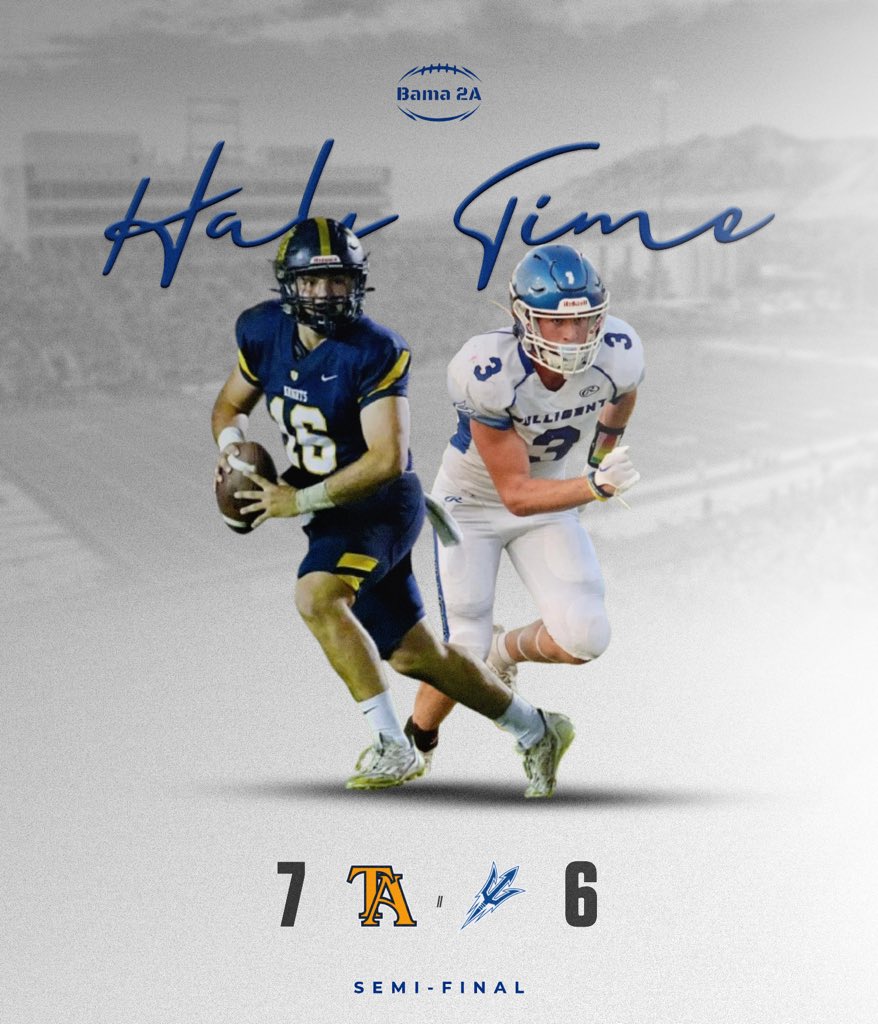 🚨Half Time🚨

<a href="/AHSAAUpdates/">AHSAA</a> 
<a href="/AlabamaHSFB/">AHSFHS.org</a> 
<a href="/CM_gridiron/">CM Gridiron</a> 

Sponsored by <a href="/Sidelinedesign_/">Sideline Design</a>❗️
