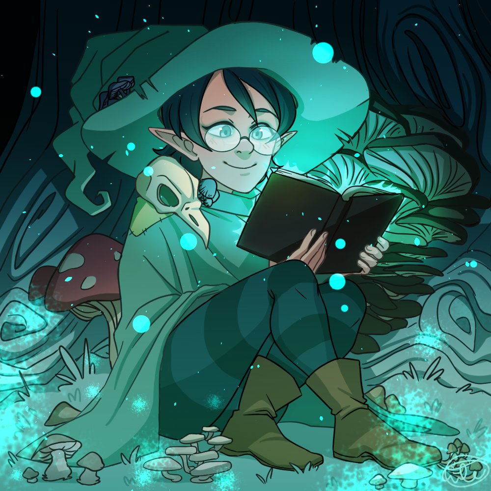 circlique's tweet photo. Just posting my fun circle of spores/necromancy wizard girl to let you all know that I'm mostly over on b1u3$ky now and you should join me there. ;p https://t.co/0tlxYkcx5Q