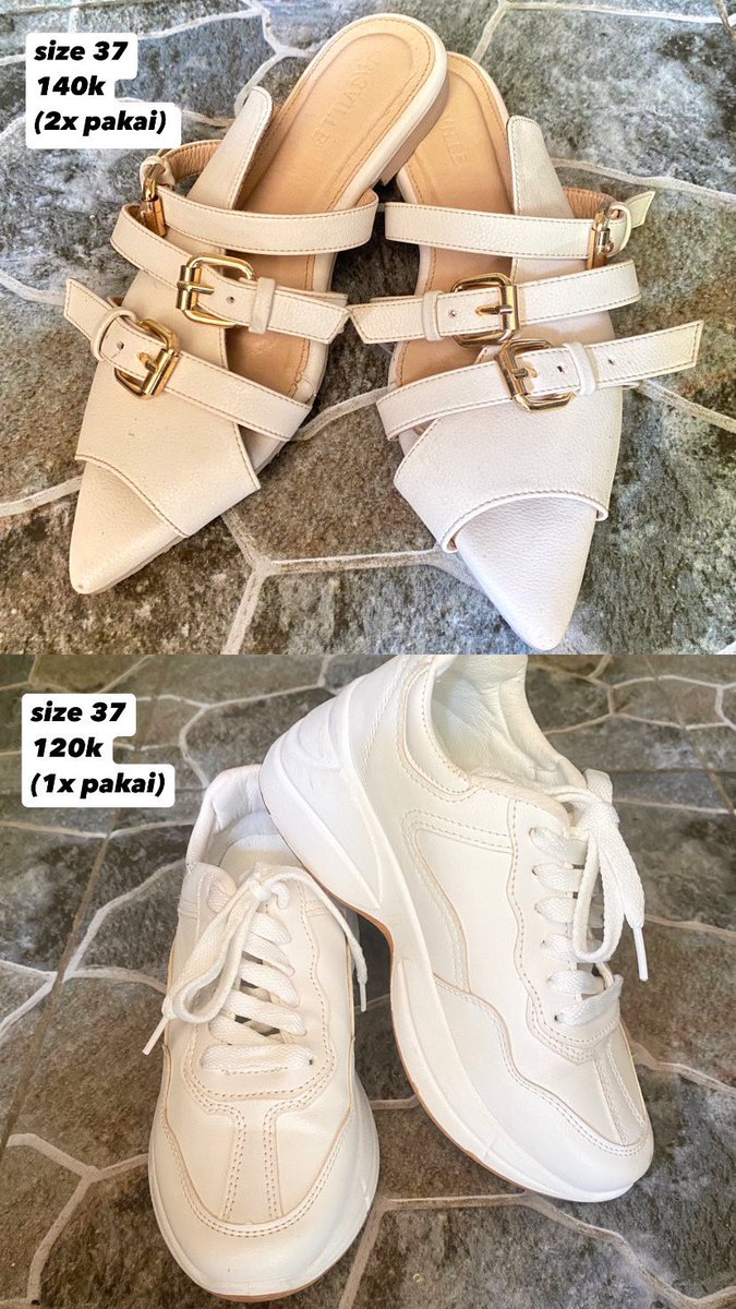 sansanniiaa's tweet photo. @unicelounge masih bisa negooo

1. Sandal jasville clover size 37 (oat)
2. Sepatu sneakers justlook size 37 (white) https://t.co/rhe5p8JCiZ