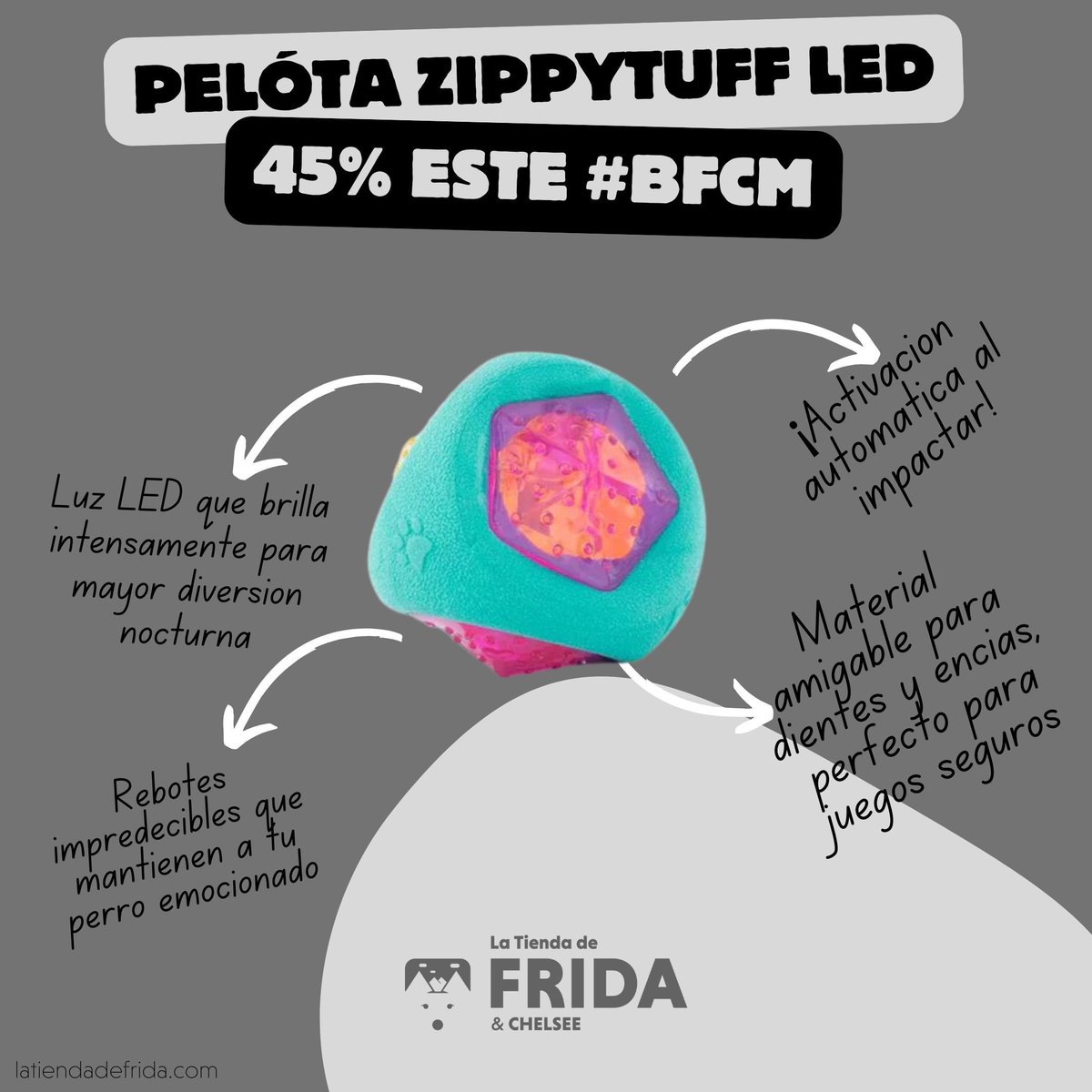 🎉 ¡45% de descuento en la Pelota Errática ZippyTuff con Luz LED! 🐾

💥 Ahora solo $131.45 MXN.
🌟 Ideal para los días de poca luz por el invierno:
✅ Rebote impredecible 🐕
✅ Luz LED al impacto 🌌
🚚 Envío GRATIS desde $899 MXN

👉 Consíguela aquí:
latiendadefrida.com/collections/bl…