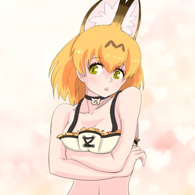 何かを期待してるサーバルちゃん「かばんちゃん この水着どうかなあ...///」#けものフレンズ 