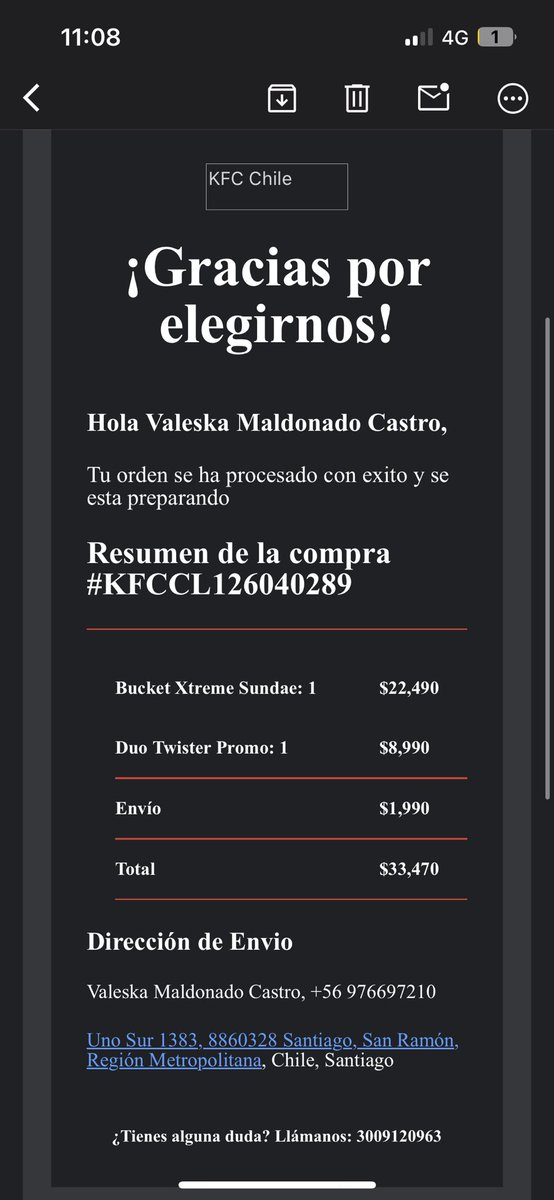 ValeMaureen's tweet photo. @KFCchile Realice un pedido a las 9:44 llegó a las 11:04 horas, el pedido venía incompleto, faltaron dúo twister, pero lo peor es que las bebidas venían adentro del envase del pollo todo mojado y frío, los productos insalubres ??

Envío solicitud de pedido y boleta https://t.co/TIqtwpEUtk