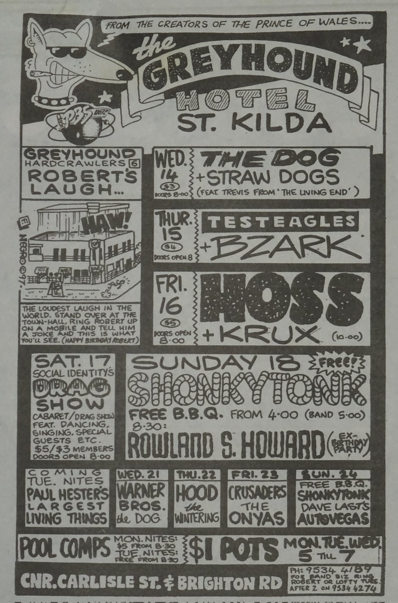 gigsyoumissed's tweet photo. May 1997 @ Greyhound Hotel:
The Dog /w Straw Dogs, Testeagles /w Bzark, Hoss /w Krux, Shonkytonk /w Rowland S Howard, Paul Hester's Largest Living Things, Warner Bros, Hood /w The Wintering, Crusaders /w The Onyas, Shonkytonk /w Autovegas https://t.co/mRB8ij3k2J