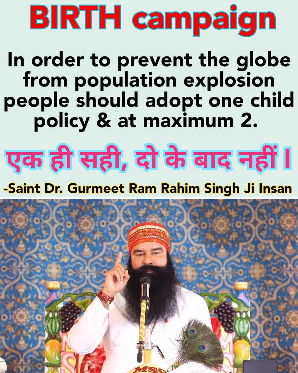 ParamKa95344002's tweet photo. Newly married couples are pledge to have one or two child under the #BIRTH campaign which is started by Saint Dr MSG Insan to control increasing population. https://t.co/LBC269VhfK