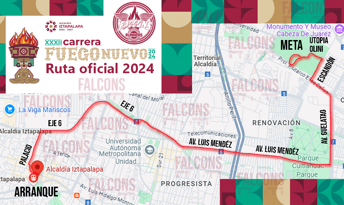 FalconsRunners (@falconsrunners) on Twitter photo RUTA OFICIAL
Carrera fuego nuevo 2024
Salida: Calle Aldama -alcaldia iztapalapa-
Meta: Deportivo Francisco I. Madero
Nos vemos en la ruta !!
#FalconsRunners #SomosCorredores #QuieroVolaryLoVoyaLograr #VolandoBajito #FuegoNuevo #Iztapalapa <a href="/Alc_Iztapalapa/">Alcaldía Iztapalapa</a> RUTA OFICIAL
Carrera fuego nuevo 2024
Salida: Calle Aldama -alcaldia iztapalapa-
Meta: Deportivo Francisco I. Madero
Nos vemos en la ruta !!
#FalconsRunners #SomosCorredores #QuieroVolaryLoVoyaLograr #VolandoBajito #FuegoNuevo #Iztapalapa <a href="/Alc_Iztapalapa/">Alcaldía Iztapalapa</a>