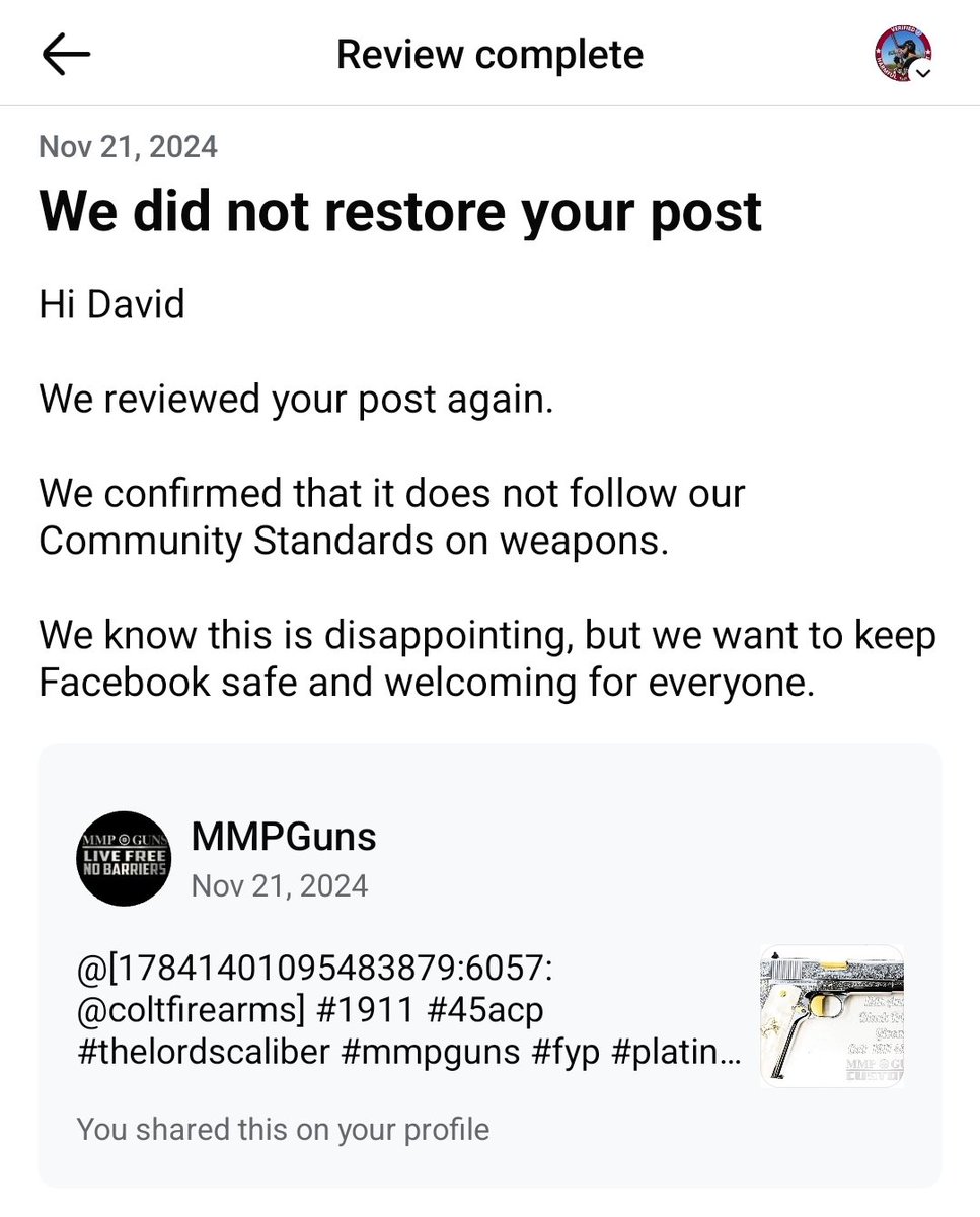 AZWS's tweet photo. @Smith_WessonInc I know the feeling. I have never had issues here. #Furthering! Thank you @elonmusk.
@facebook sucks! https://t.co/J1SCNCTtqE
