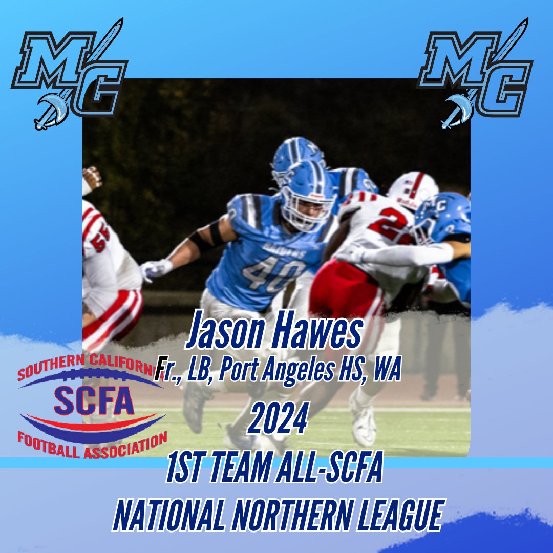 MC Raiders (@mc_raiders) on Twitter photo 9 Raiders were named to the SCFA National Northern All-League when the awards were announced.
Jason Hawes, a freshman LB from Port Angeles HS in Washington state was named to the SCFA All-National Northern 1st Team. 9 Raiders were named to the SCFA National Northern All-League when the awards were announced.
Jason Hawes, a freshman LB from Port Angeles HS in Washington state was named to the SCFA All-National Northern 1st Team.
