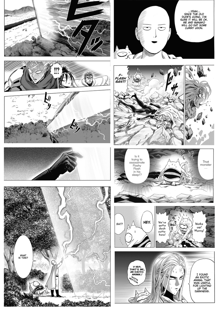 Vantud391's tweet photo. Saitama & Manako was already very close to the speed gang, the reason will likely be revealed in next chapters but here's my theory:
- I think Manako worried for Flash might be in danger and so she convinced Saitama to go helping him.
Your thoughts?
#Onepunchman #Saitama #opm209 https://t.co/mQGG39kSsL