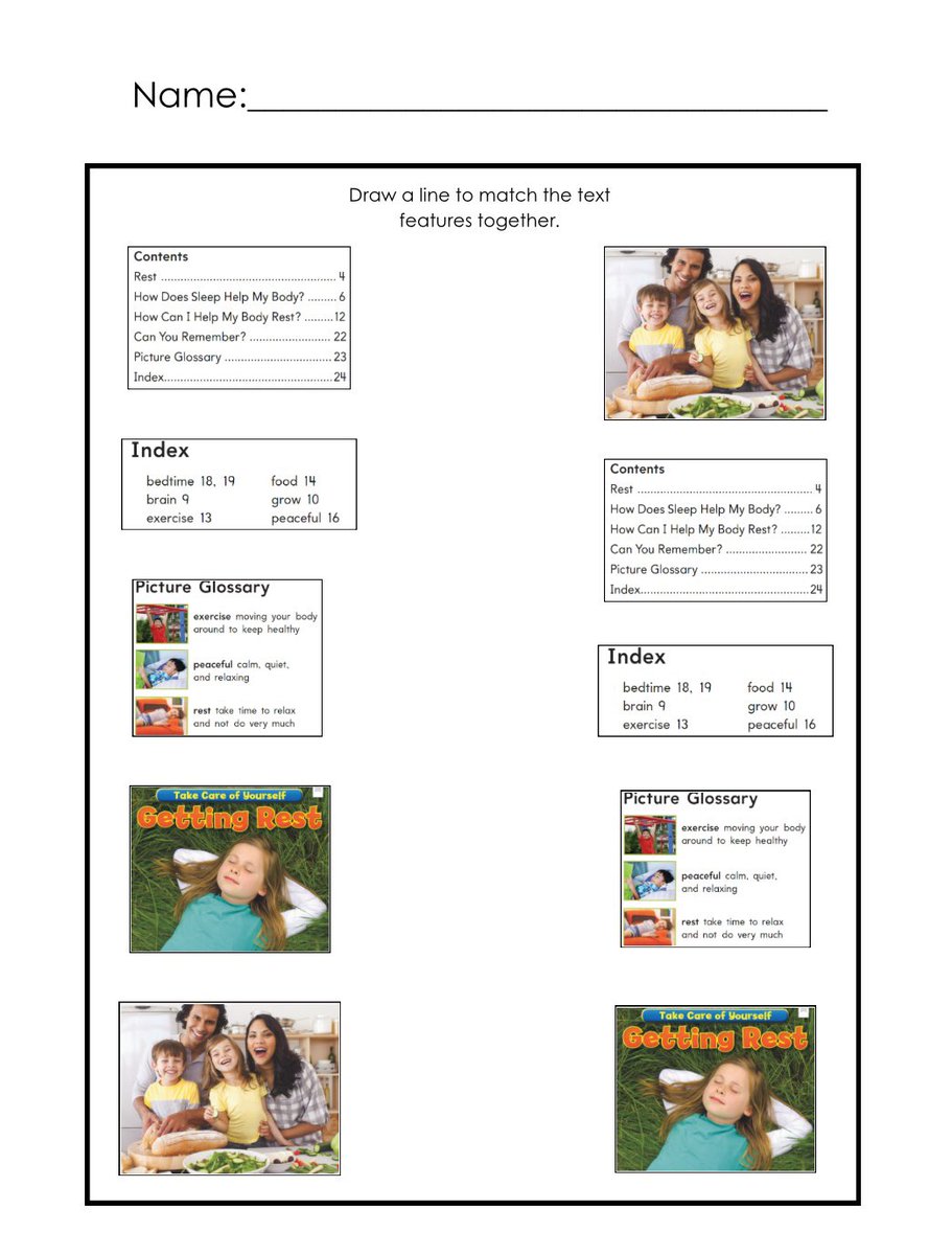 ReedWimberly's tweet photo. I used this week’s HMH book to create a matching opportunity for text features to go along with the reading and writing standard. We adapt so students can show what they know #adaptations #accommodations #matching #differentiation #HMHIntoReading #textfeatures #specialeducation https://t.co/CSq8ohetPS