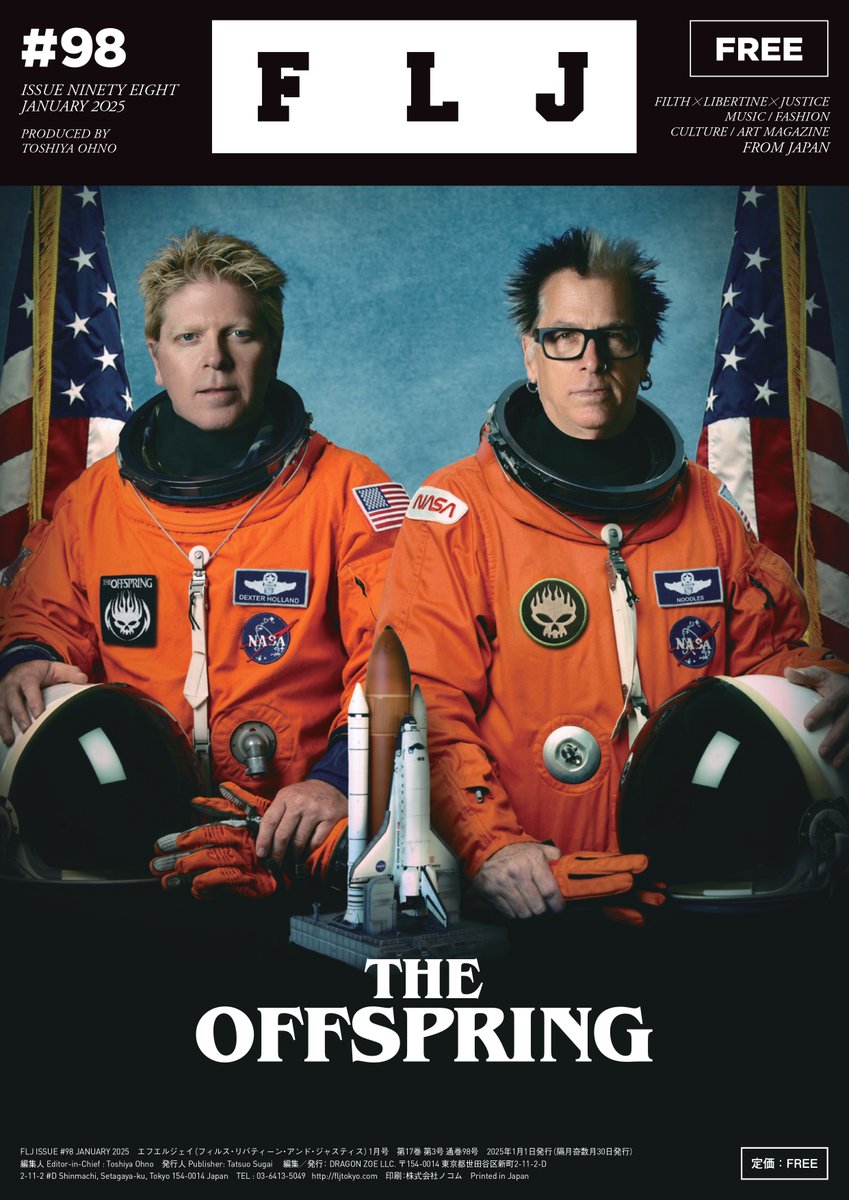 FLJ ISSUE 98が本日11月30日発行、配本は12月2日（月）から開始されます。

ON THE COVER
COVER 1: REDLINE ALL THE FINAL

COVER 2: The Offspring
Photography: Daveed Benito

FLJ ISSUE 98 is out today and will be in stores on December 2nd 2024
Please check it out!!