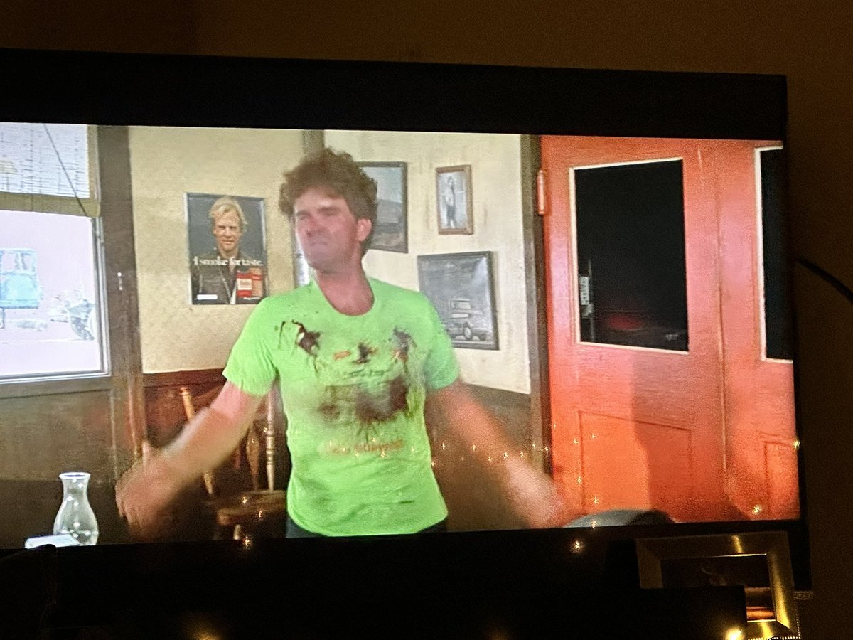 Stevildead2's tweet image. Not attempting to avoid the barrage of machine gun fire is certainly a choice.  #FFBMovieNight #MaximumOverdrive