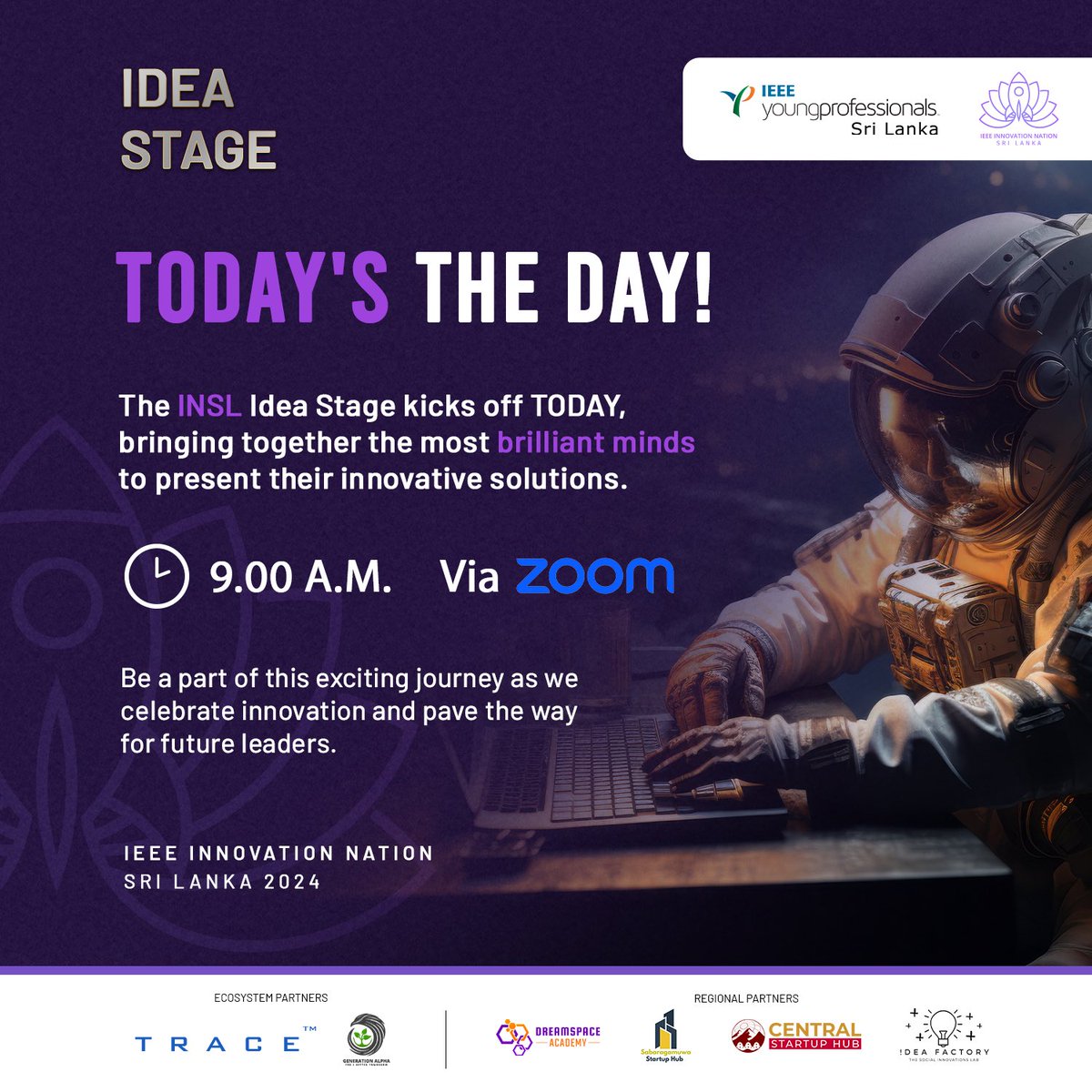 IEEEINSL's tweet photo. *Prepare for Innovation!*

🕰️ :09.00 AM

Join 💻👇🏻
https://t.co/rc9T8n3Dcn

Meeting ID: 994 5412 5799
Passcode: 725029

#IEEE #INSL24 #YPSL #LKA https://t.co/yTYzA4qP4i