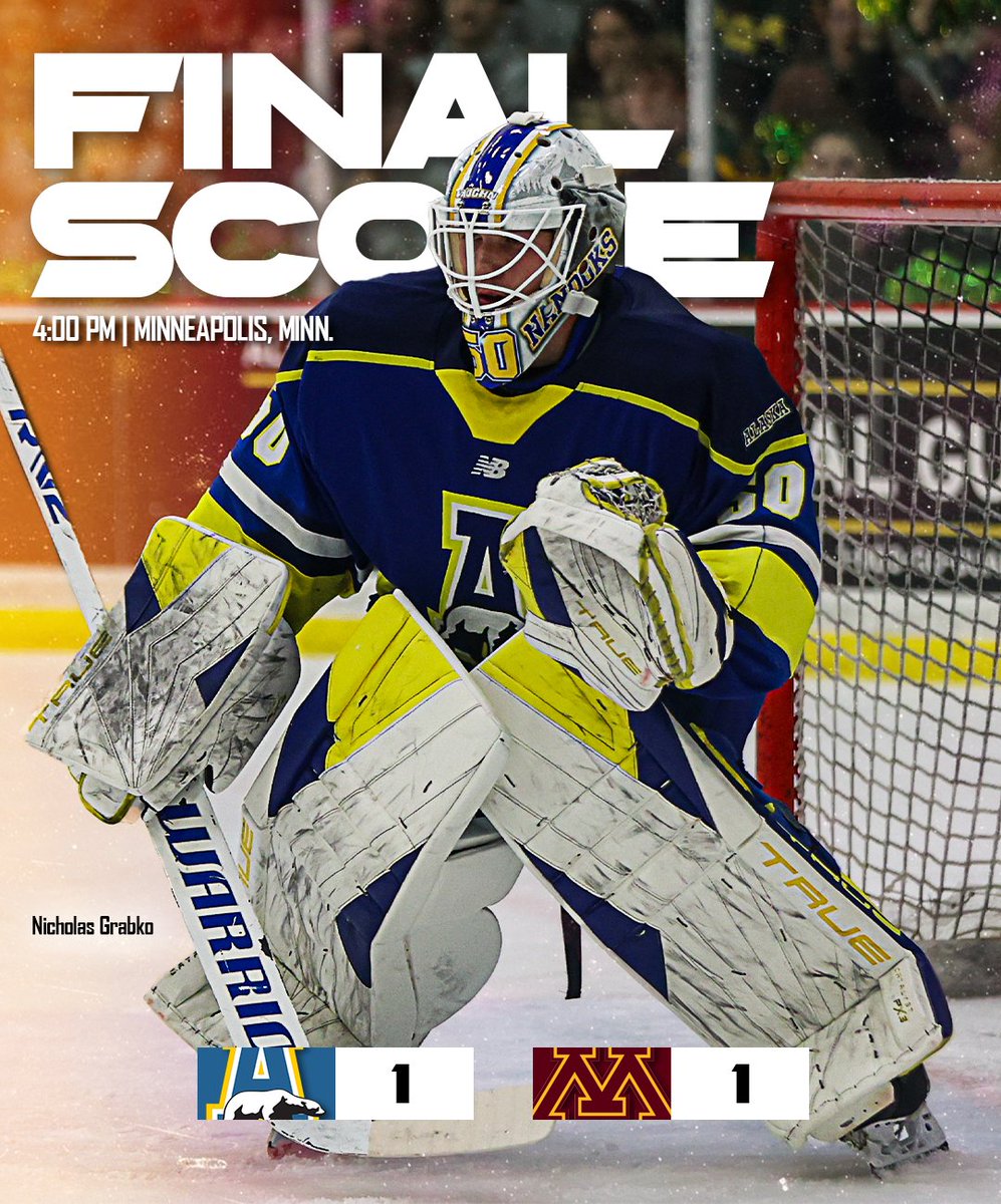 FINAL | Officially a tie but sure feels like a win as the Nanooks pick up a shootout win and 1-1 tie!

🚨 Birnie

Grabko posts a .970 save percentage in the tie. Back in action at 2 p.m. tomorrow!

#NanookNation