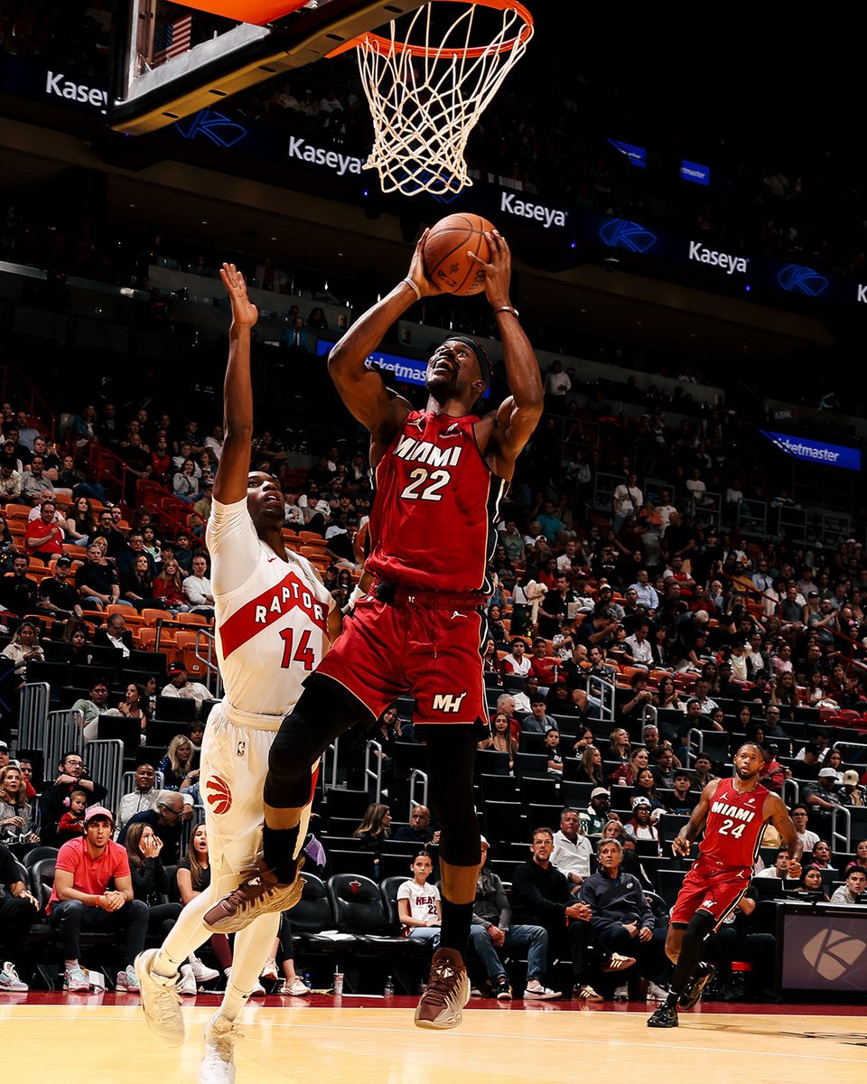 MiamiHEAT's tweet image. #HEATWin final - Miami 121, Toronto 111

🔥 Butler: 26pts &amp;amp; 6asts
🔥 Herro: 23pts (4 3s), 4asts &amp;amp; 3rebs
🔥 Jaquez, Jr.: 15pts, 4rebs &amp;amp; 3asts
🔥 Adebayo: 14pts, 10rebs, 10asts &amp;amp; 3stls
🔥 Rozier: 12pts (4 3s), 4asts &amp;amp; 3rebs
🔥 Robinson: 10pts