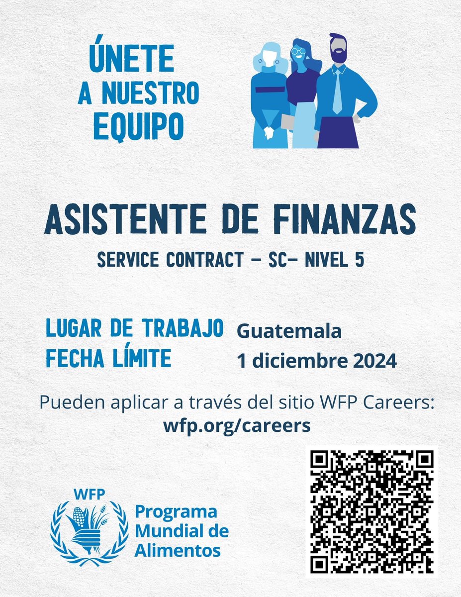 AGordillo_'s tweet photo. 📣 🇺🇳En PMA tenemos 3 vacantes. 

✅ JR104141 Jefe(a) de Bodega - Quetzaltenango SC4

✅ JR107329 Asistente de Finanzas SC5

✅ JR107477 Asociado(a) de Finanzas SC6

🔗Mas información en el portal de carreras  https://t.co/tyHJ4NR8yx 

#Empleo
#Guatemala
#AyudaHumanitaria https://t.co/hzsc8uredS