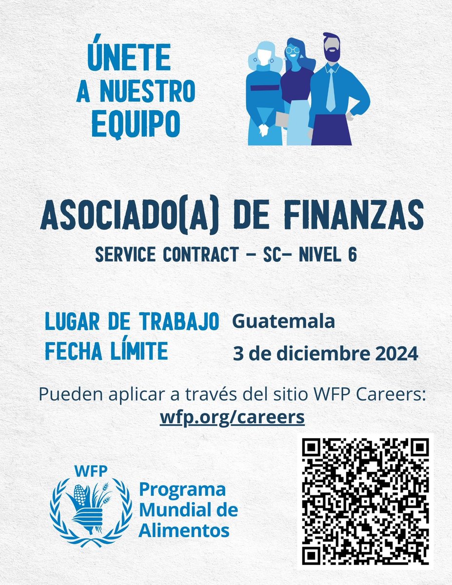 AGordillo_'s tweet photo. 📣 🇺🇳En PMA tenemos 3 vacantes. 

✅ JR104141 Jefe(a) de Bodega - Quetzaltenango SC4

✅ JR107329 Asistente de Finanzas SC5

✅ JR107477 Asociado(a) de Finanzas SC6

🔗Mas información en el portal de carreras  https://t.co/tyHJ4NR8yx 

#Empleo
#Guatemala
#AyudaHumanitaria https://t.co/hzsc8uredS