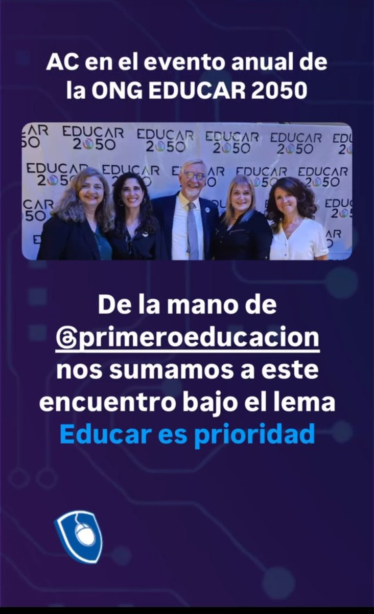 nscava's tweet photo. Gracias @educar2050 por la invitacion al evento anual.  Desde @PrimeroEd y @arg_cibersegura compartimos la premisa del foro #educaresprioridad https://t.co/0VBTbd8LoQ