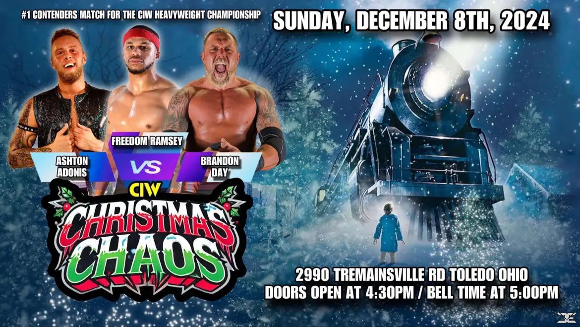 December 8th, the road to the CIW title runs through…
F-R-E-E-E-E-E-D-O-M-M-M-M-M!
#ChristmasChaos #prowrestling #toledo #freedomramsey #TopRam