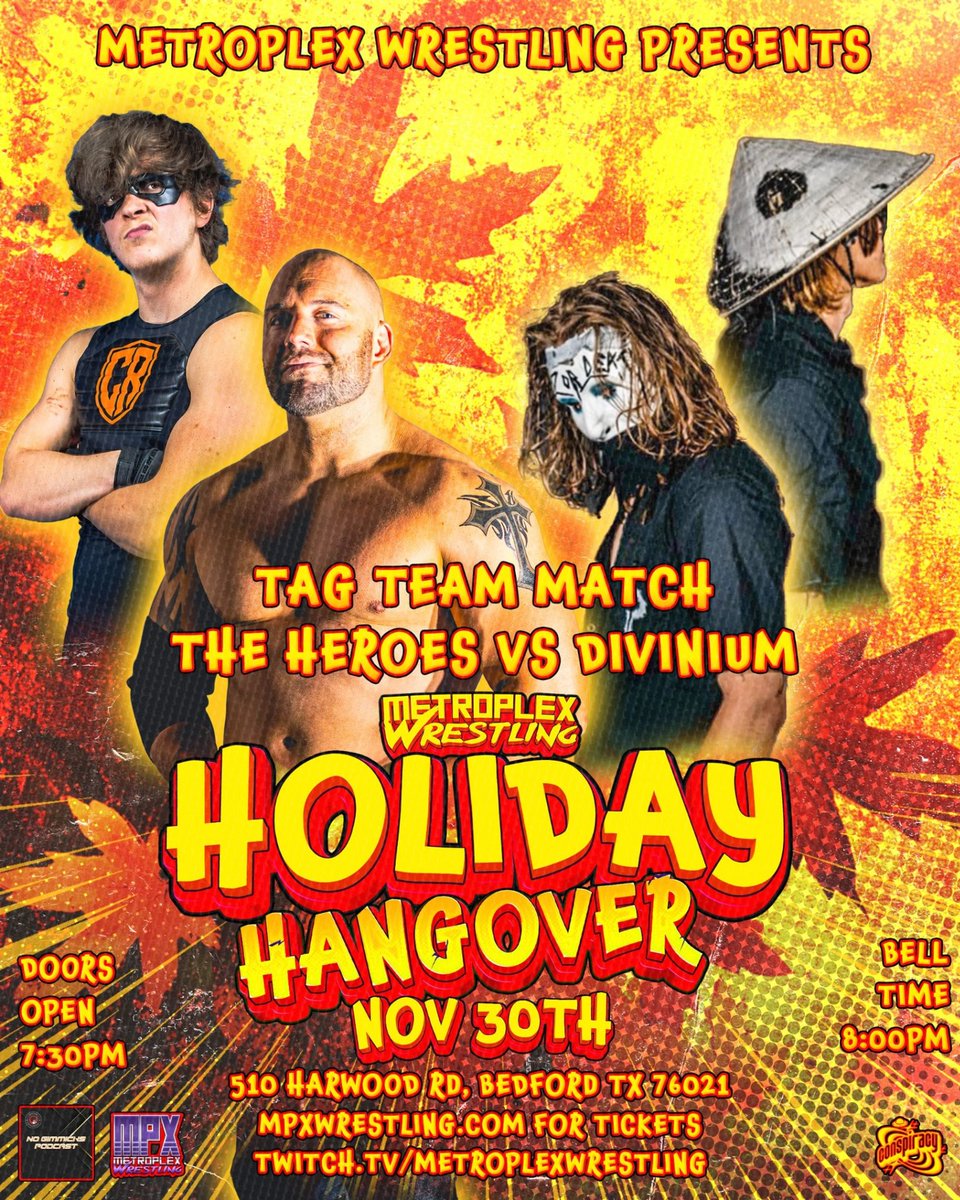 Tomorrow night we have
#MPXHOLIDAYHANGOVER !
So bring your friends, family, and BYOB come have a Blast 
Tickets on sale now MPXWRESTLING.COM