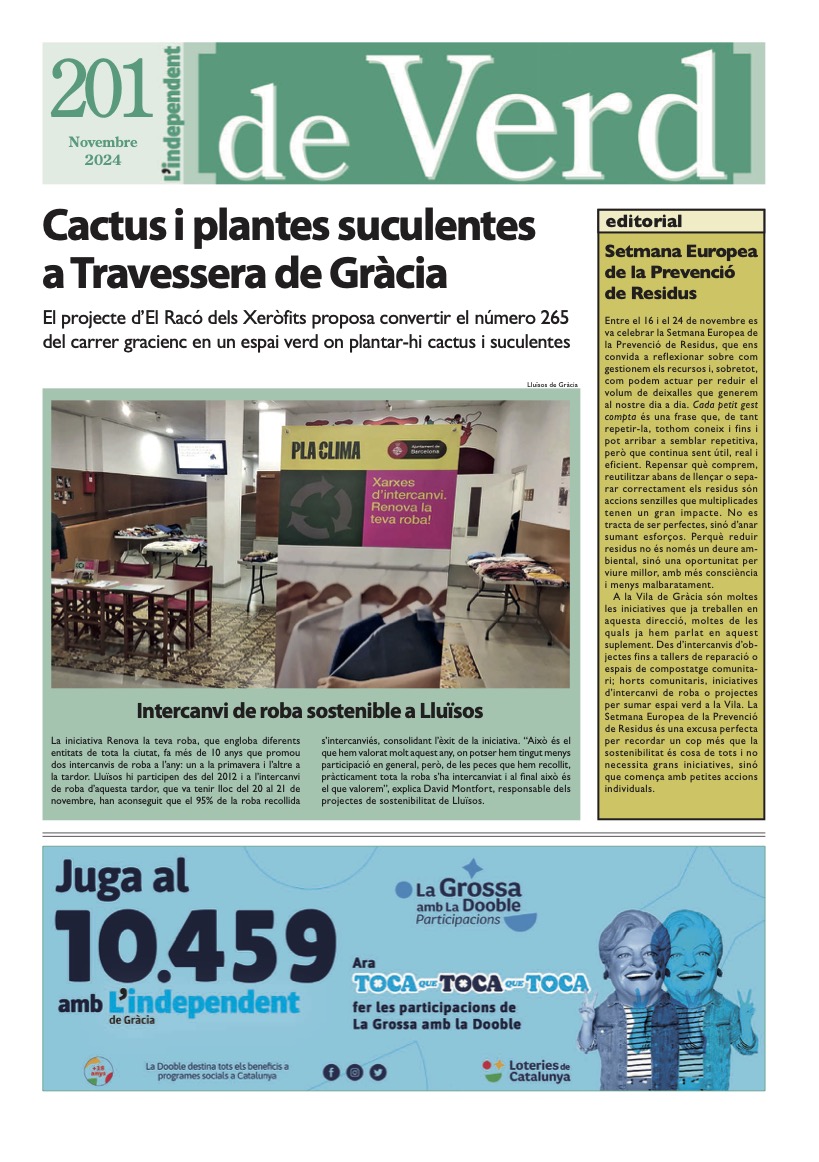 indepe_gracia's tweet image. Aquesta setmana, a les pagines interiors de L'independent, el suplemento ecologista 'De Verd'. Aquesta és la seva portada. Consulta'n els continguts a independent.cat/categoria/de-v… #deVerd #viladegràcia