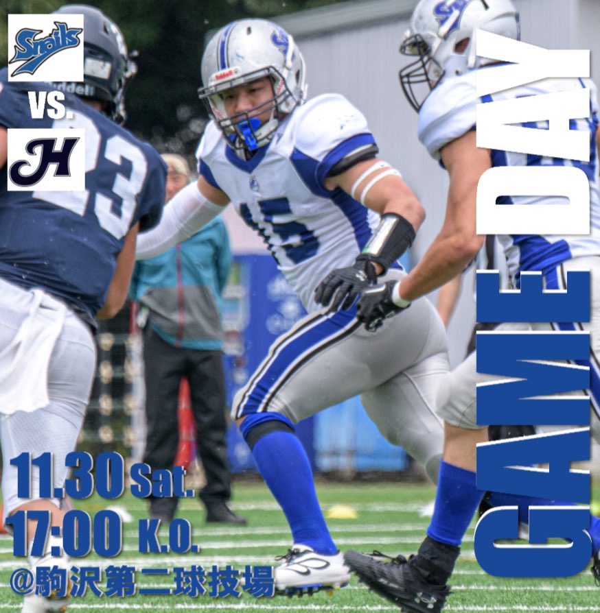 【GAME DAY】

vs. 東京都市大学
11.30 Sat. 17:00 K.O.
@駒沢第二球技場

2部リーグ昇格を果たすため、チーム一丸となって、闘い抜きます。
熱いご声援をよろしくお願いいたします。

チケットのご購入はこちらから
forms.gle/4dacYdCffvPJdc…

#東京学芸大学
#americanfootball
#kcfa