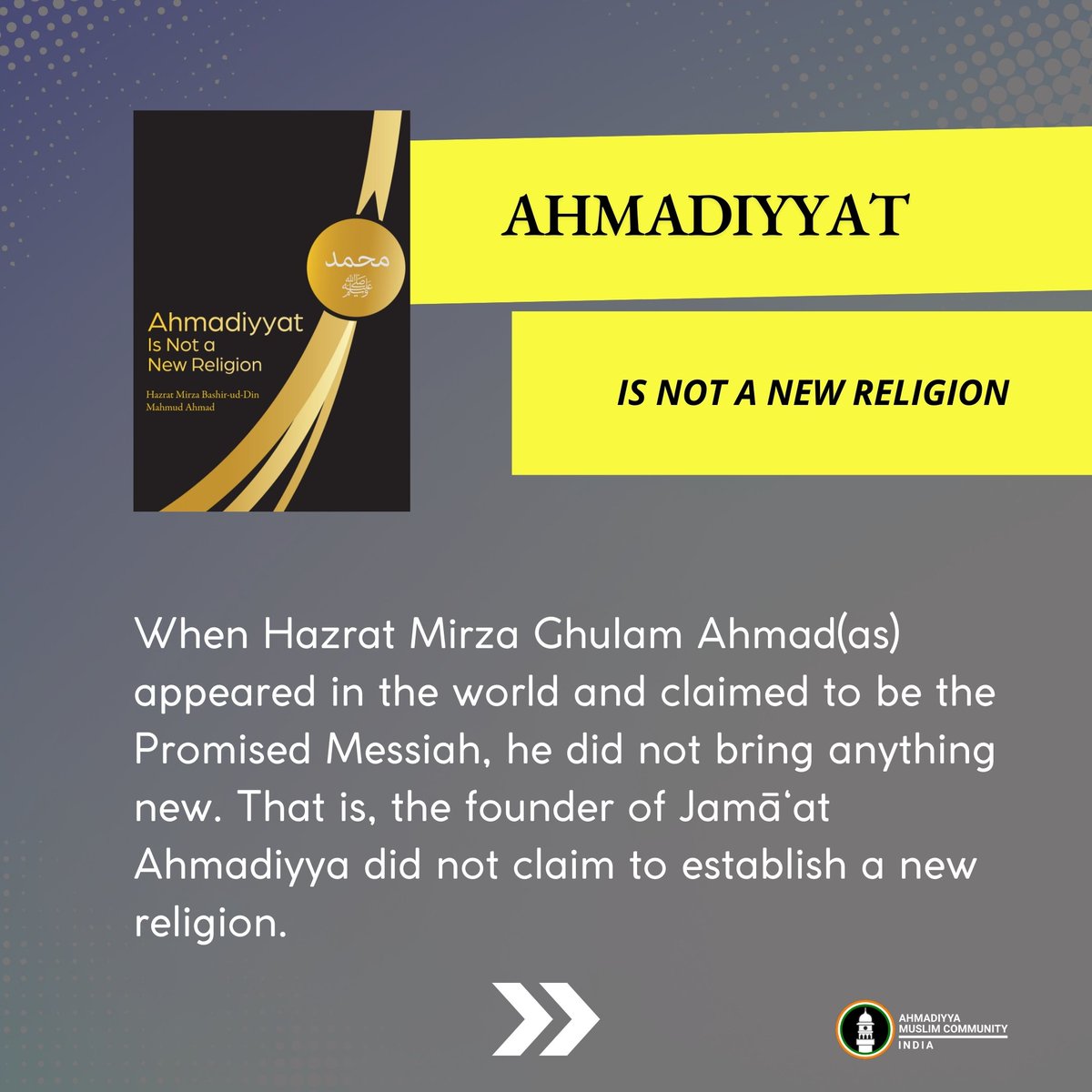mkaindia200's tweet photo. When Hazrat Mirza Ghulam Ahmad(as) appeared in the world and claimed to be the #PromisedMessiah, he did not bring anything new. That is, the founder of Jamā‘at #Ahmadiyya did not claim to establish a new religion https://t.co/CA2Nr05Jw1
