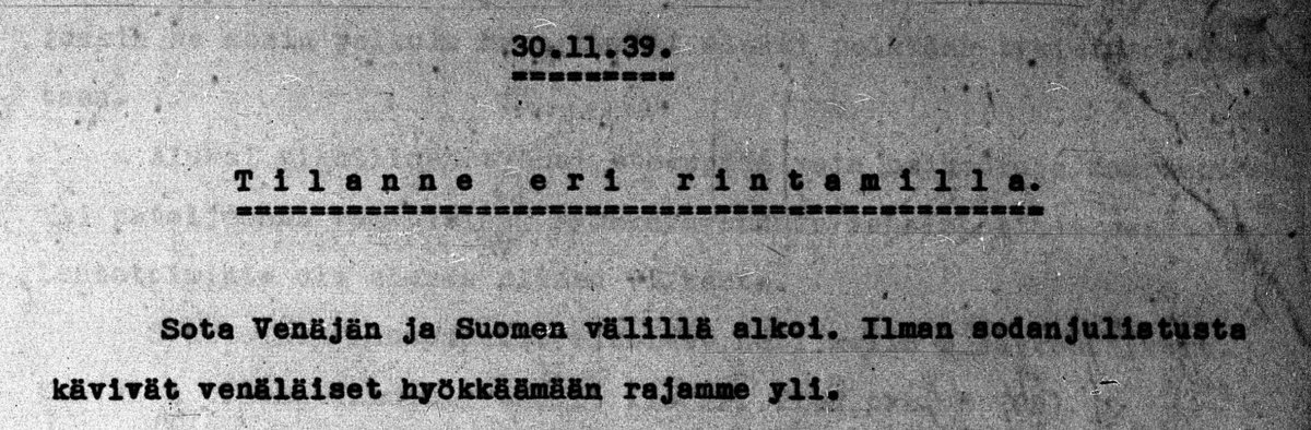 #OTD 30.11.1939, 85 vuotta sitten talvisota syttyi. Neuvostoliitto hyökkäsi ilman sodanjulistusta Suomeen. #talvisota