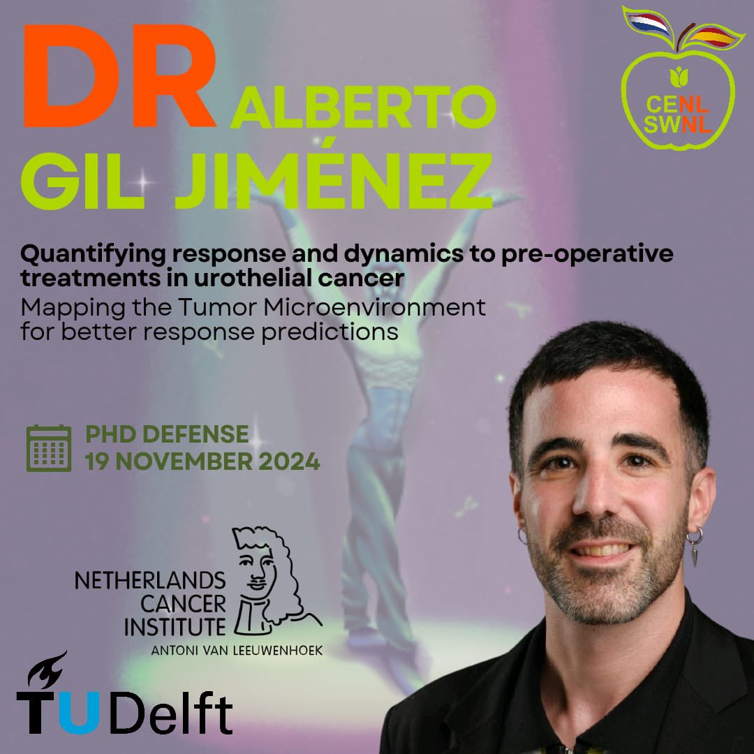Nuevo doctor en la comunidad CENL 🍏
<a href="/_alberto_gil/">Alberto Gil Jimenez</a> ha defendido su tesis sobre el rol del microambiente tumoral en el cáncer urotelial para determinar la respuesta a los tratamientos preoperatorios, como quimioterapia o inhibidores de puntos de control inmunológico.
¡Felicidades!