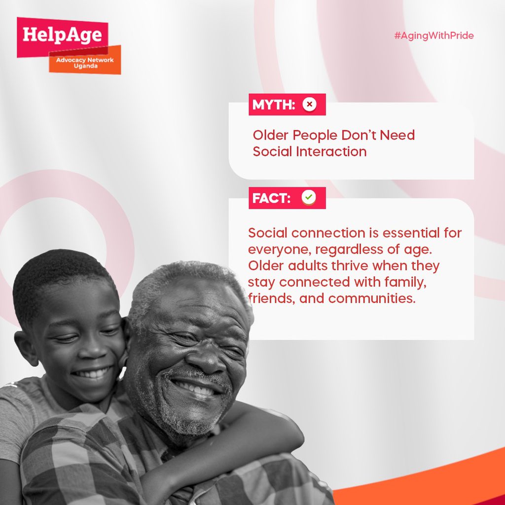 HANU_Uganda's tweet photo. Social connections have no age limit! Older adults thrive when they stay connected with family, friends and their communities. 

#AgingWithPride #StayConnected https://t.co/cPGC6z1yTR
