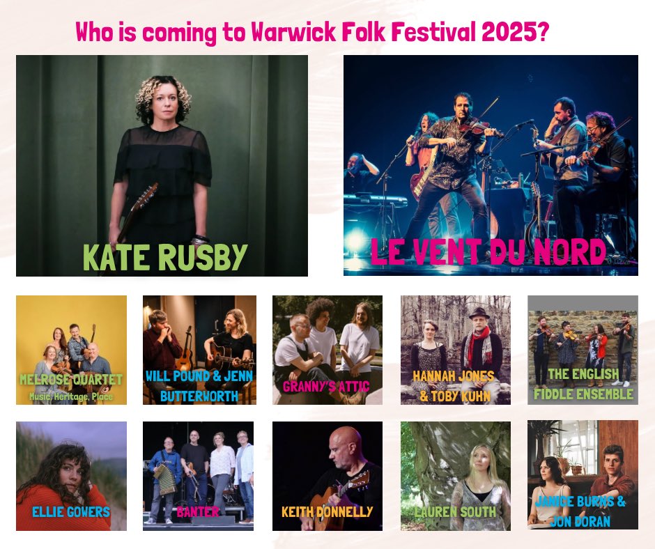 It’s here! Your first sneak peak at some of the incredible musicians joining us at Warwick Folk Festival 2025!
More info coming in the new year! But grab your early bird tickets at 9am tomorrow! ⏰⏰
#warwickfolkfestival #warwick #folkmusic #folkfestival #musicfestival #festival