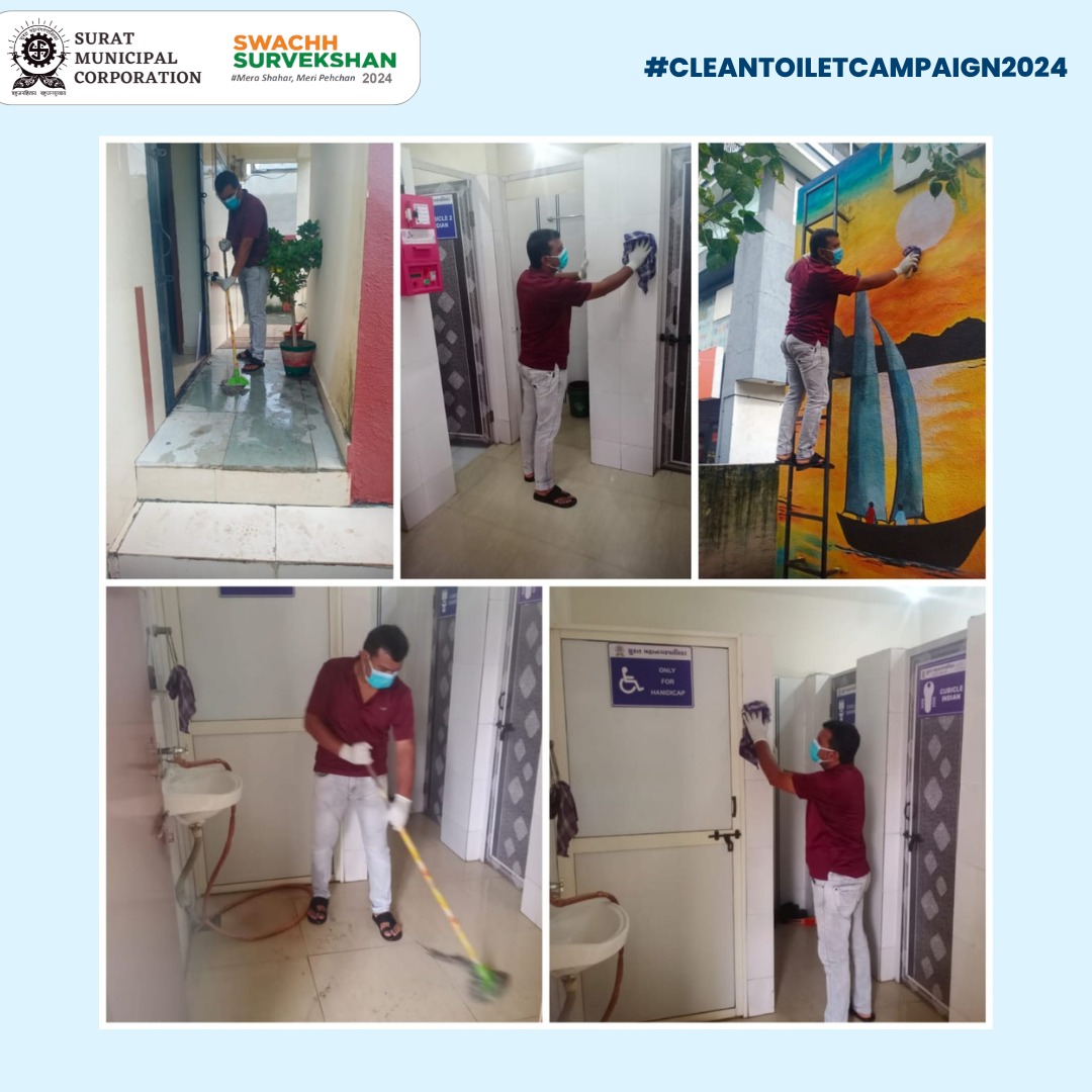 Swachh Surat (@swachhsurat) on Twitter photo Under the Clean Toilet Campaign, Surat Municipal Corporation ensures that public toilets across the city are thoroughly cleaned and maintained. Together, let's build a cleaner and healthier Surat! #cleantoiletscampaign <a href="/SwachhBharatGov/">Swachh Bharat Urban</a> <a href="/MoHUA_India/">Ministry of Housing and Urban Affairs</a> Under the Clean Toilet Campaign, Surat Municipal Corporation ensures that public toilets across the city are thoroughly cleaned and maintained. Together, let's build a cleaner and healthier Surat! #cleantoiletscampaign <a href="/SwachhBharatGov/">Swachh Bharat Urban</a> <a href="/MoHUA_India/">Ministry of Housing and Urban Affairs</a>