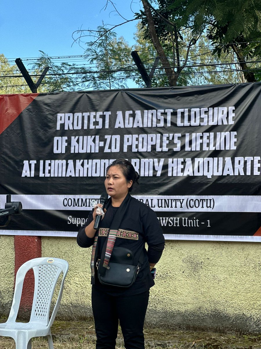 Sumkawn's tweet photo. Manipur: Today, CoTU enforced a definitive 12-hour Total Shutdown in the Kangpokpi district, responding to the unjust road restrictions imposed by the Indian Army at Leimakhong. 

A peaceful rally was organized by LAPC to demand action on this pressing issue. The LAPC firmly called upon the 57th Mt. Division to reopen the sole lifeline connecting the communities of Kangpokpi and Churachandpur. 

It is unacceptable that due to the recent disappearance of a Meitei individual in Leimakhong, the army has imposed such harsh measures. We must remember that on May 4, 2023, a Kuki individual was forcibly taken from an Army vehicle by a Meitei mob and brutally killed right before their eyes.

 Despite this atrocity, the Kuki groups have refrained from pointing fingers at the army out of respect, highlighting the need for a fair and just response from all parties involved.

@PIBHomeAffairs @HMOIndia @adgpi @Spearcorps @MIB_India @easterncomd @ANI @PTI_News @IndiaTodayNE @NENowNews @NELiveTV @NortheastToday @the_hindu @ThePrintIndia @IndianExpress @thewire_in @timesofindia @ttindia @scroll_in @vijaita @afridahussai @BDUTT