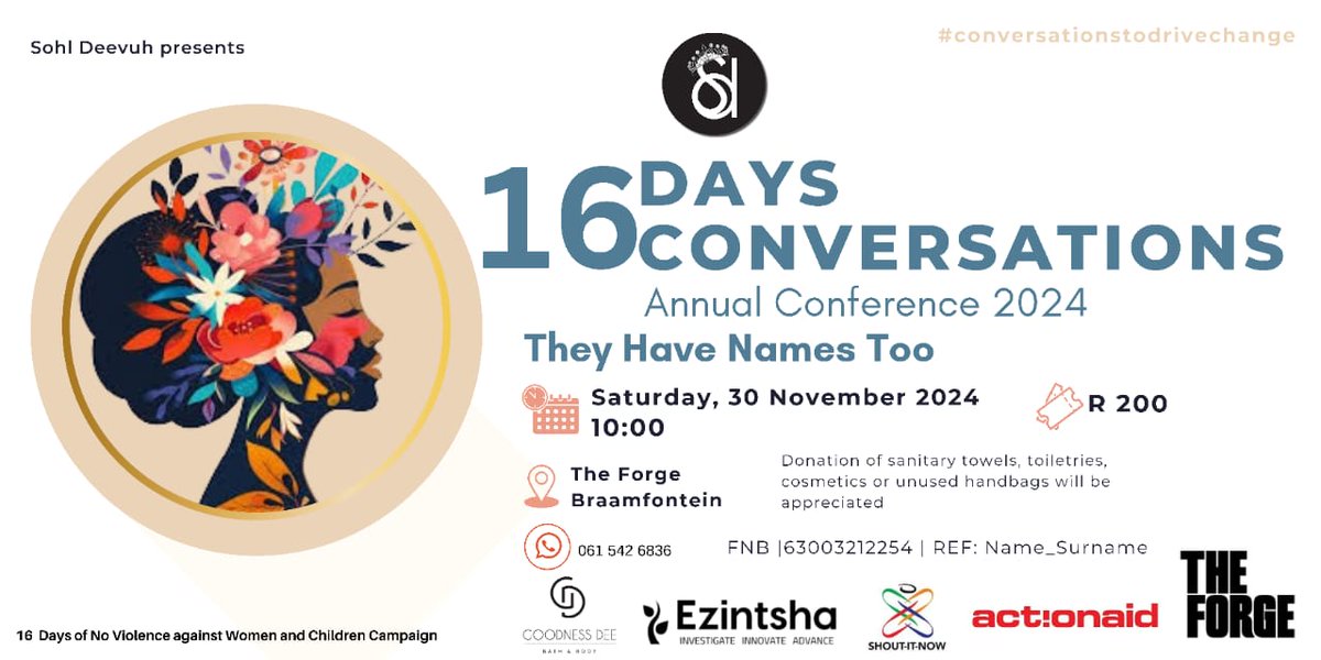 AA_SouthAfrica's tweet image. HAPPENING NOW: 16 Days Conversation 📍

Today, we are at The Forge in Braamfontein for the 16 Days Conversation Annual Conference hosted by Sohl Deevuh. We look forward to healing conversations that will drive change!

#16DaysOfActivism2024
#16Conversations