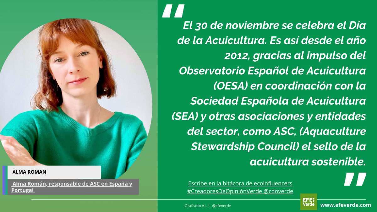 ¿Estás pez en acuicultura? ¡Acuiculturízate! Escribe Alma Román, responsable de ASC en España y Portugal <a href="/ASC_aqua/">ASC</a> con ocasión del el #DíaDeLaAcuicultura en la bitácora de influencers ambientales @cdoverde en la blogosfera de efeverde coordinada  efeverde.com/acuicultura-y-…