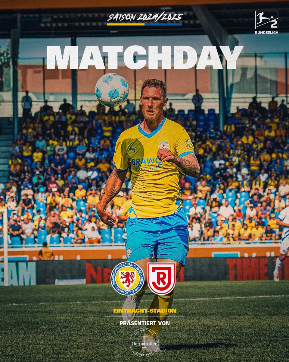 EintrachtBSNews's tweet photo. MATCHDAY! 💙💛

🆚 SSV Jahn Regensburg 
🏆 2. Bundesliga 
⏰ 13 Uhr  
🏟️ EINTRACHT-STADION
👮‍♂️ Patrick Alt
🤳 Liveticker in der Eintracht-App
⚔️ https://t.co/D5dliNsDh0

#wirsindeintracht
#gemeinsamwachsen
#ebsssv https://t.co/oilAKOTnam
