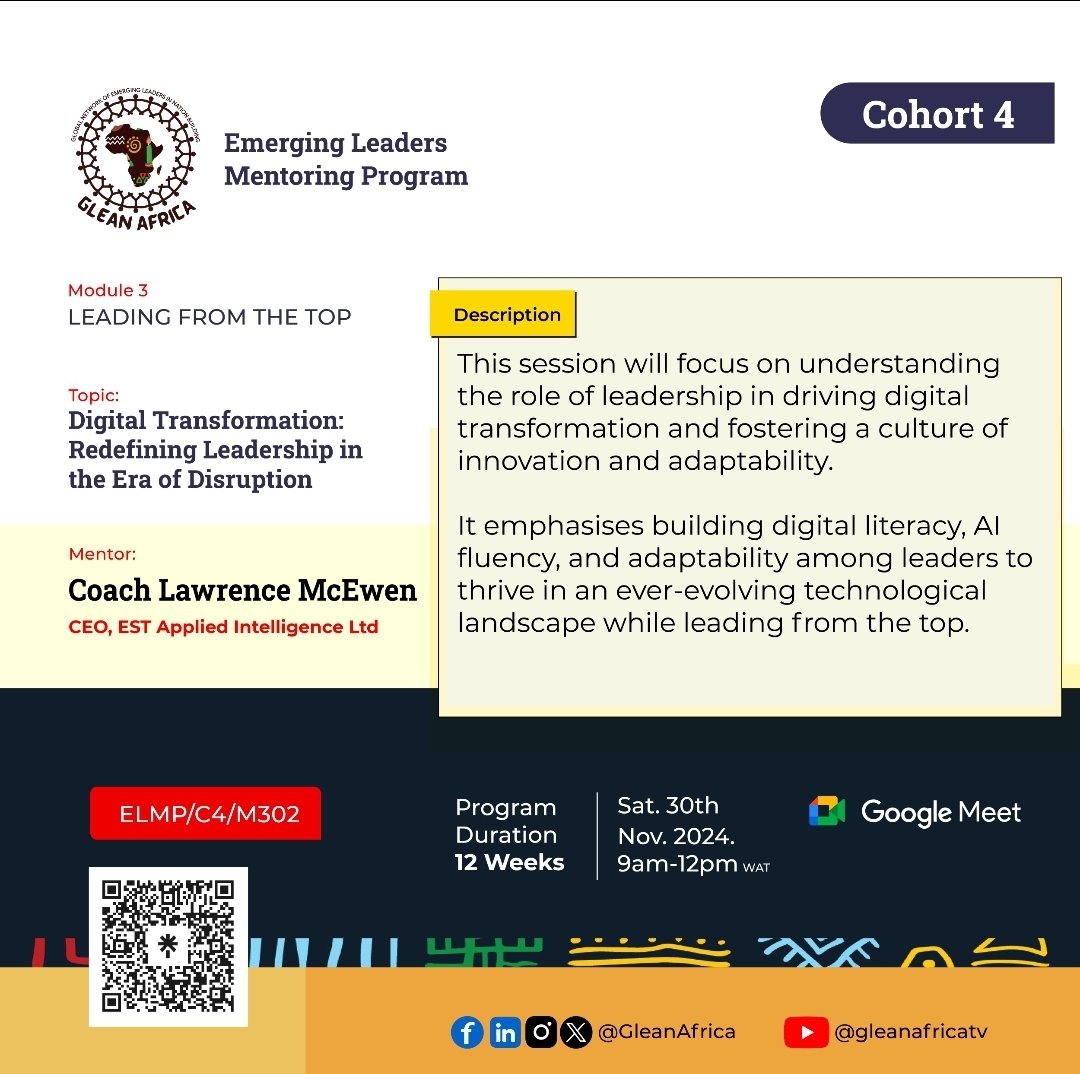 Today @ELMP, we are discussing #TranspersonalLeadership. #DigitalLeadership Our appreciation to Coach <a href="/LawrenceMcewen/">Lawrencey</a>, CEO EST Applied Intelligence UK. and His Excellency Amb. Prof. Oluwafemi Esan, VC, ELROI London University for your support always.
