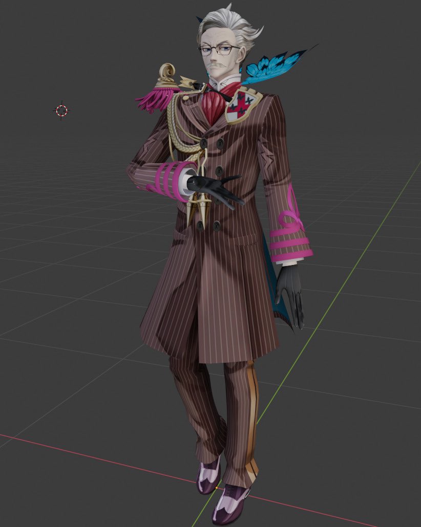 switch_rose's tweet photo. i’ve gotten moriarty capable of extremely rudimentary movement without exploding. his vertex groups looked broken, so i roughly reassigned them, but there’s so little documentation about these models i’m still not 100% confident in that. i have to learn how to do joints properly. https://t.co/FnQrS9LfIL