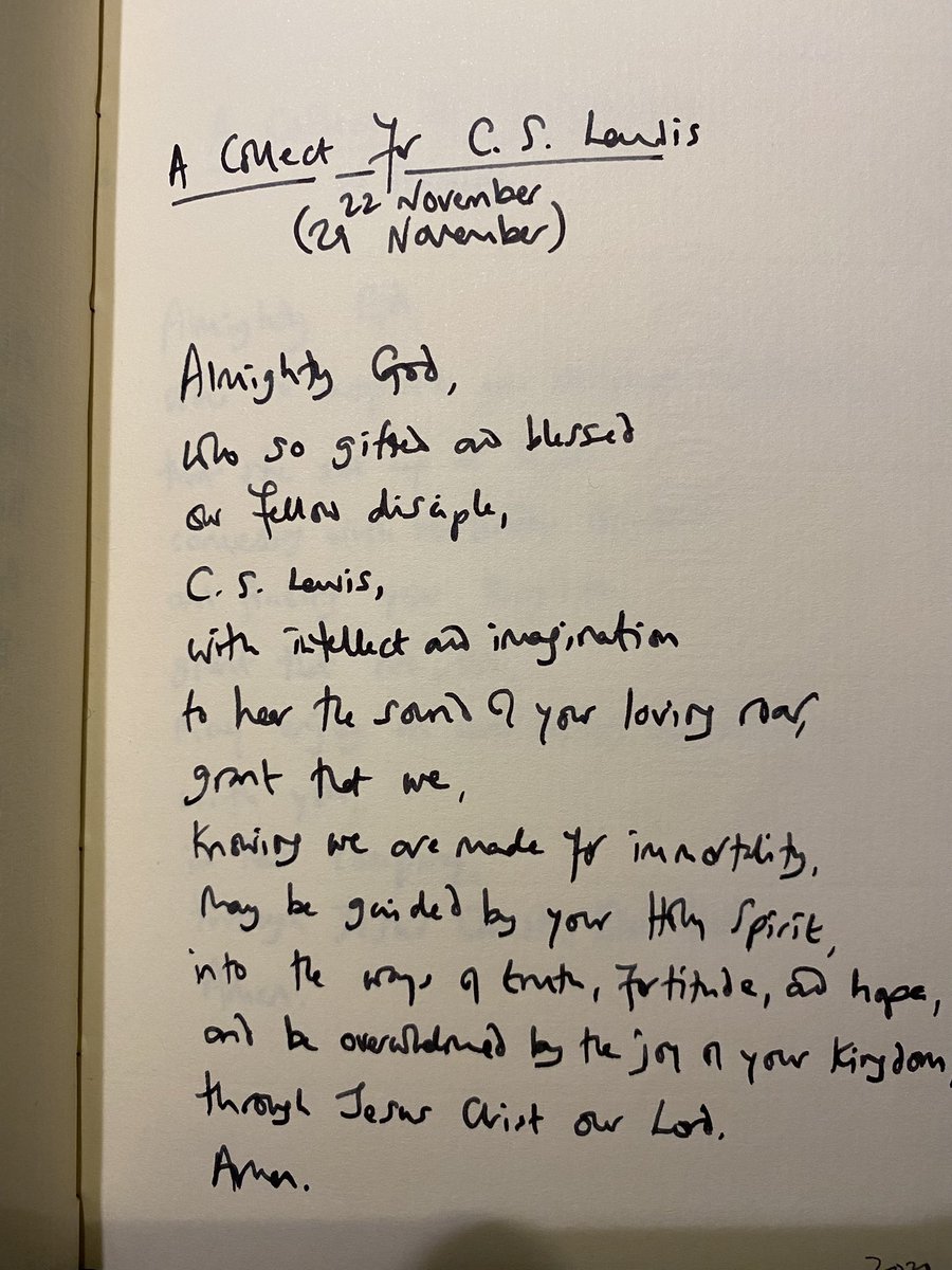 Paul_Edmondson's tweet photo. @CoffeewClassics @stanley_wells Thank you for this reading-list of influences on Lewis, all of which resonate with me, though there are three I have yet to read... I thought you would like my Collect for Lewis. https://t.co/6bWJtykv9n