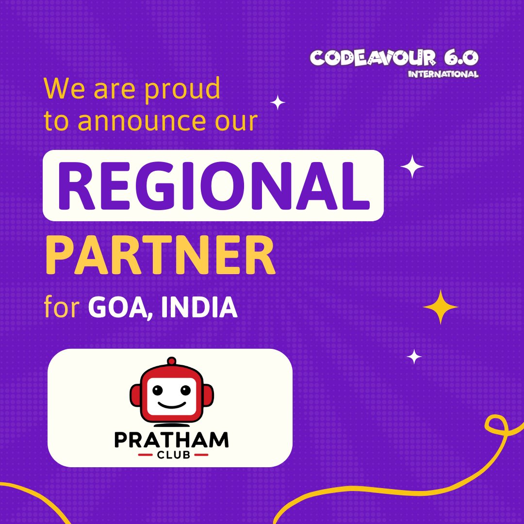 We’re delighted to introduce PRATHAM Club as our Regional Partner for Codeavour 6.0 International in Goa!

👉 Interested in joining as a Regional Partner? Fill out the form here: codeavour.org/#Collab

#CodeavourInternational #RegionalPartner #Goa