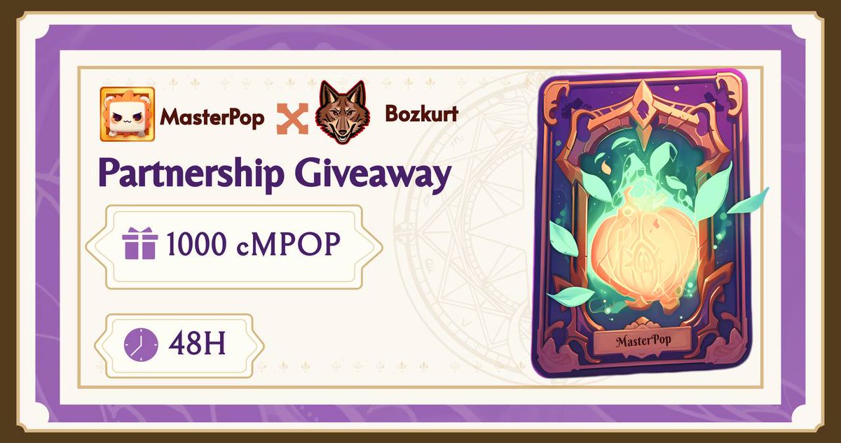 Bozkurt_Turan_X's tweet photo. 🏆 MasterPop & Bozkurt Partnership Giveaway 🏆
💰: 1000 cMPOP
⏳: 48h
To enter:
1. Follow @masterpopgame & @Bozkurt_Turan_X
2. RT+❤️
3. Join https://t.co/XqcvQoULjZ / https://t.co/3AmkcVA7D8
4. Drop your email that registered on https://t.co/uoSQwawpMK
#MasterPop #BozkurtTuranToken $TURAN $MPOP #Partnership #Giveaway