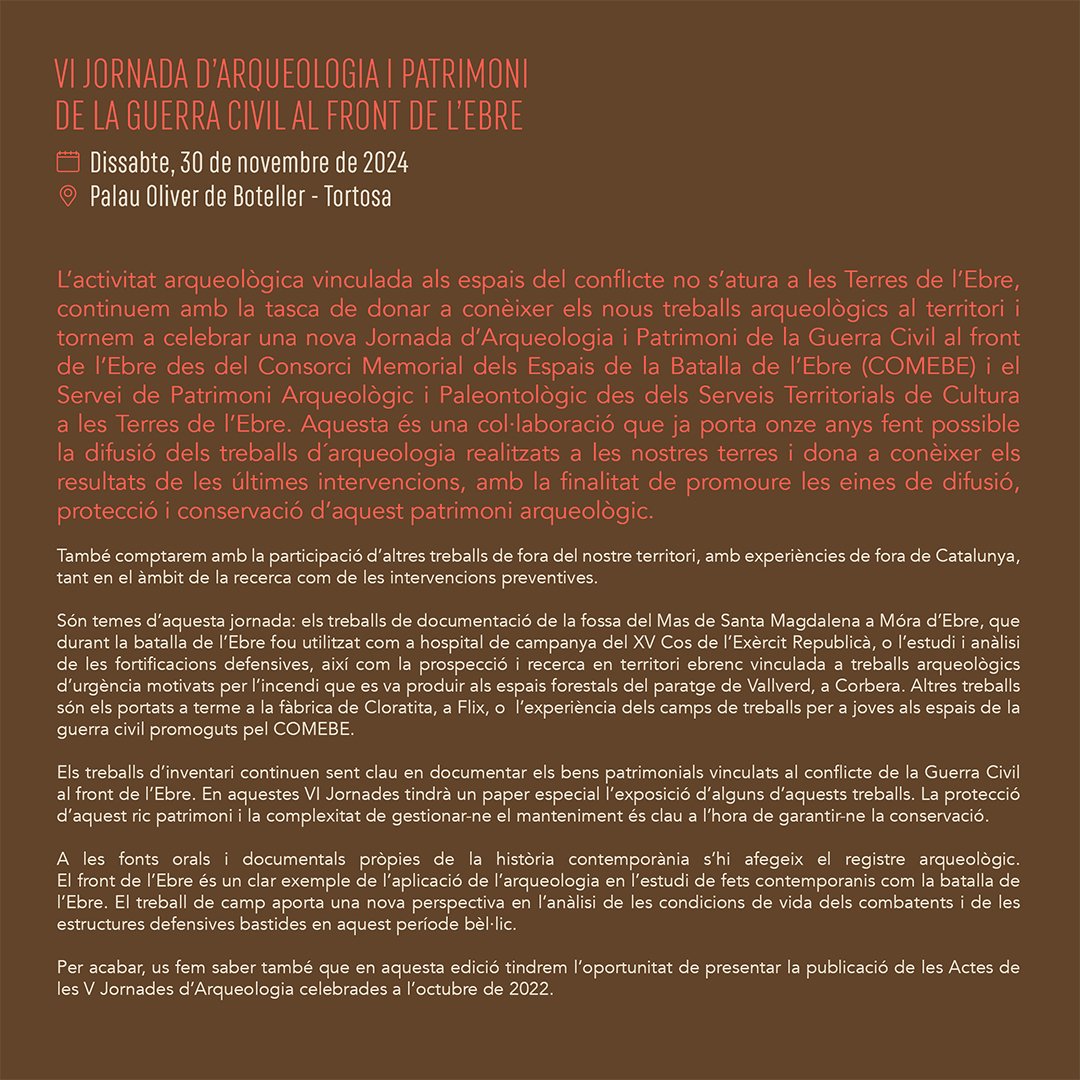 passatmesrecent's tweet photo. Avui estem a les IV Jornades d'Arqueologia i Patrimoni de la Guerra Civil al Front de l'Ebre a Tortosa organitzades per @cultura_cat i @comebe1938 https://t.co/Ld3m2BpZ43