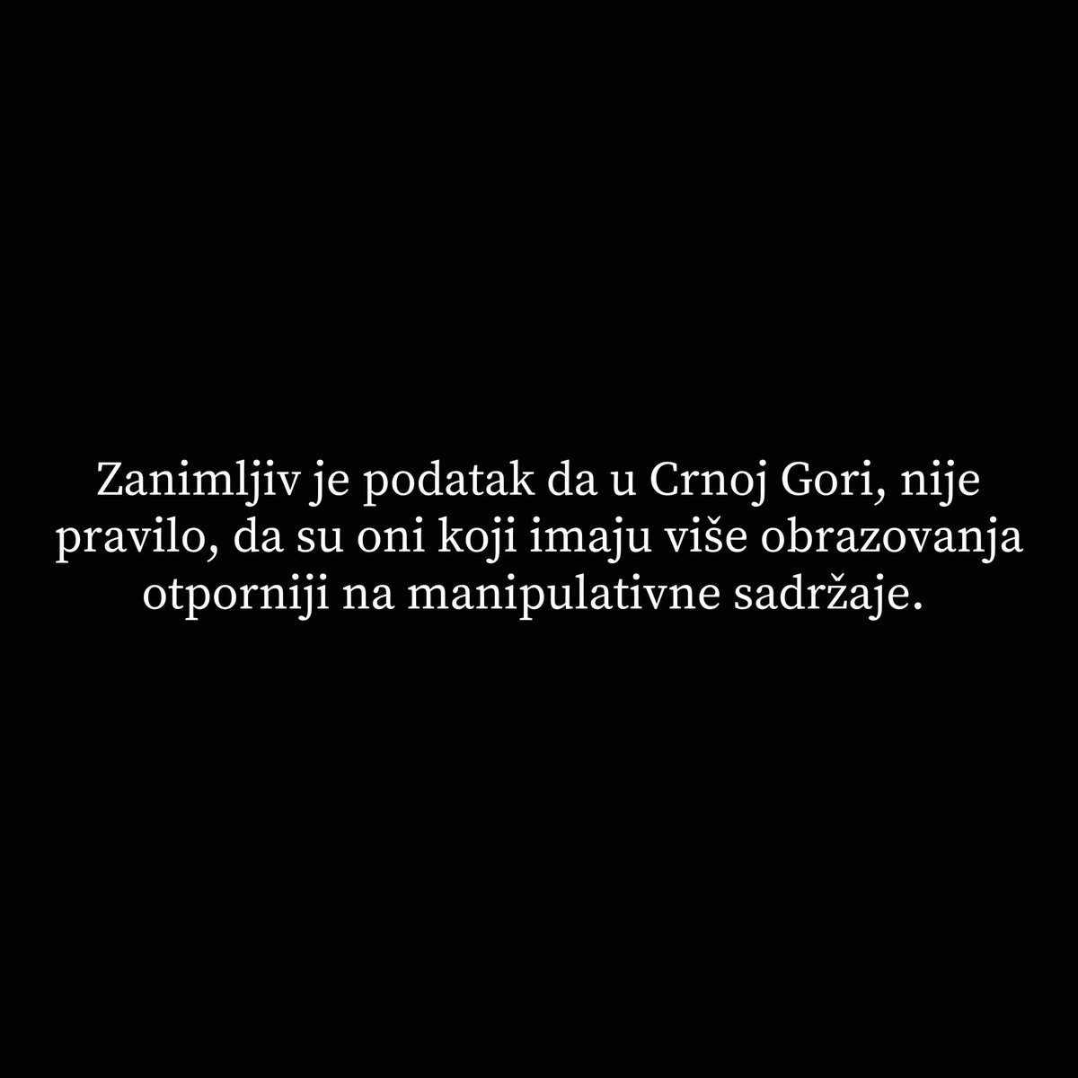 DamarInstitute's tweet photo. 📢 Mladi u Crnoj Gori: (ne)otporni na dezinformacije 🤔

Eksperiment je imao za cilj da provjeri efektivnost prebunking tehnika, koje, poput vakcina, imaju za cilj da pruže "zaštite" od dezinformacija kod ispitanika.

🔗 Saznajte više o rezultatima našeg istraživanja https://t.co/Wh2EhTG9n3