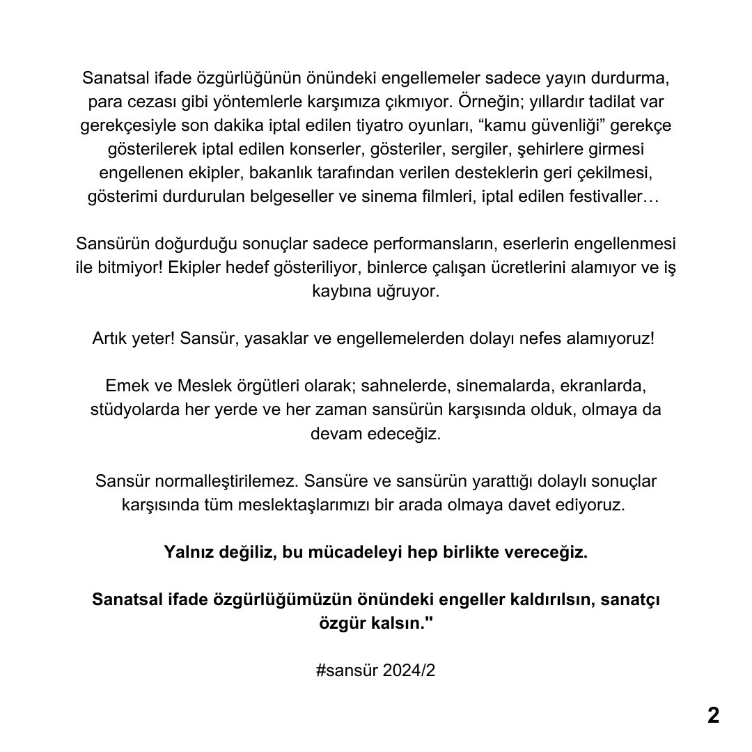 Sinema Oyuncuları Meslek Birliği BİROY tweet media