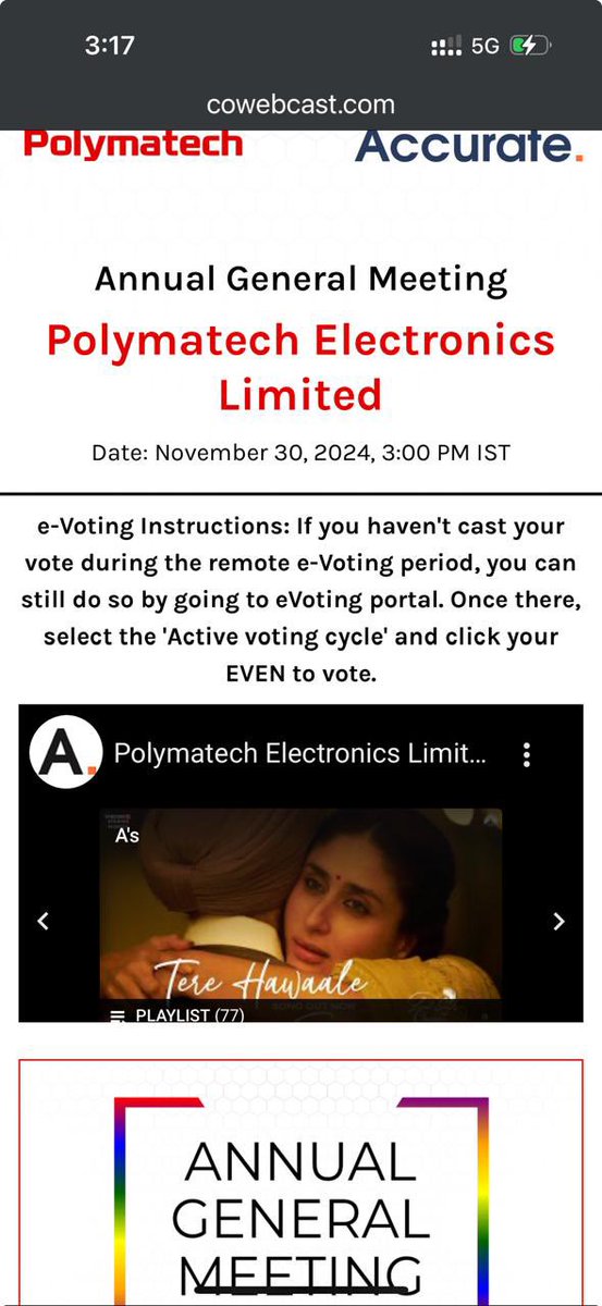 CAASHISHCHOUDH1's tweet photo. Screen immediate after the closure of agm. Now it seems investor’s money is also #terehawale 
#Polymatech https://t.co/mAkAVs56kk