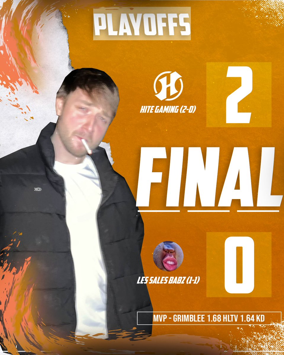 Hite takes the series of Les Sales Babz and moves on to the next round of #ESEA MAIN playoffs!!

MVP: <a href="/GrimbleeCS/">Michael</a> 

<a href="/ayaneuu1/">Anthony</a>
<a href="/StaticCS_/">Static</a>
<a href="/aelorcs/">aelor</a>
@comatoseCS
<a href="/1Bonichan/">Boni</a> 

#ReachNewHites #HiteHaming #HiteTakover