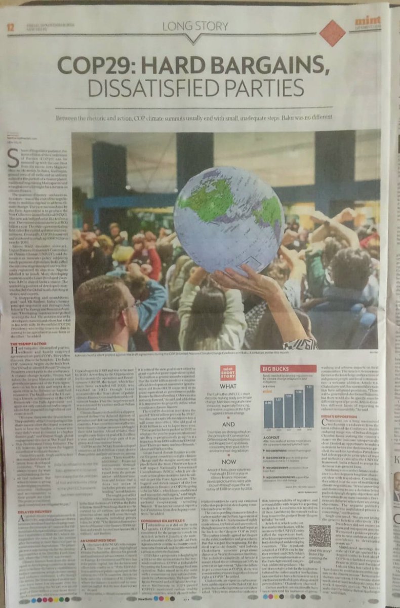 Shorn of negotiator parlance, #Cop29 coalesces into the Jerry Maguire one-liner: Show me the money. The wide-open negotiating field called for exalted ambition and commitment. Both proved to be in short supply as the NCQG is set at USD 300 billion a year.  livemint.com/news/india/cop…