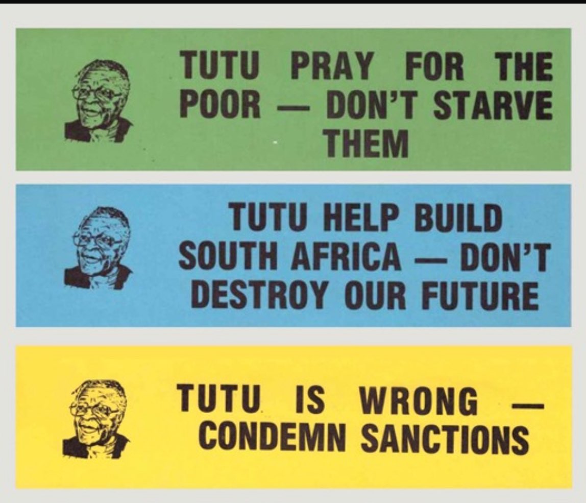 During Apartheid, the late Archbishop Desmond Tutu was one of the most courageous voices advocating for justice, even calling on the world to sanction South Africa to pressure the National Party government to end its oppressive regime. In response, the Apartheid government