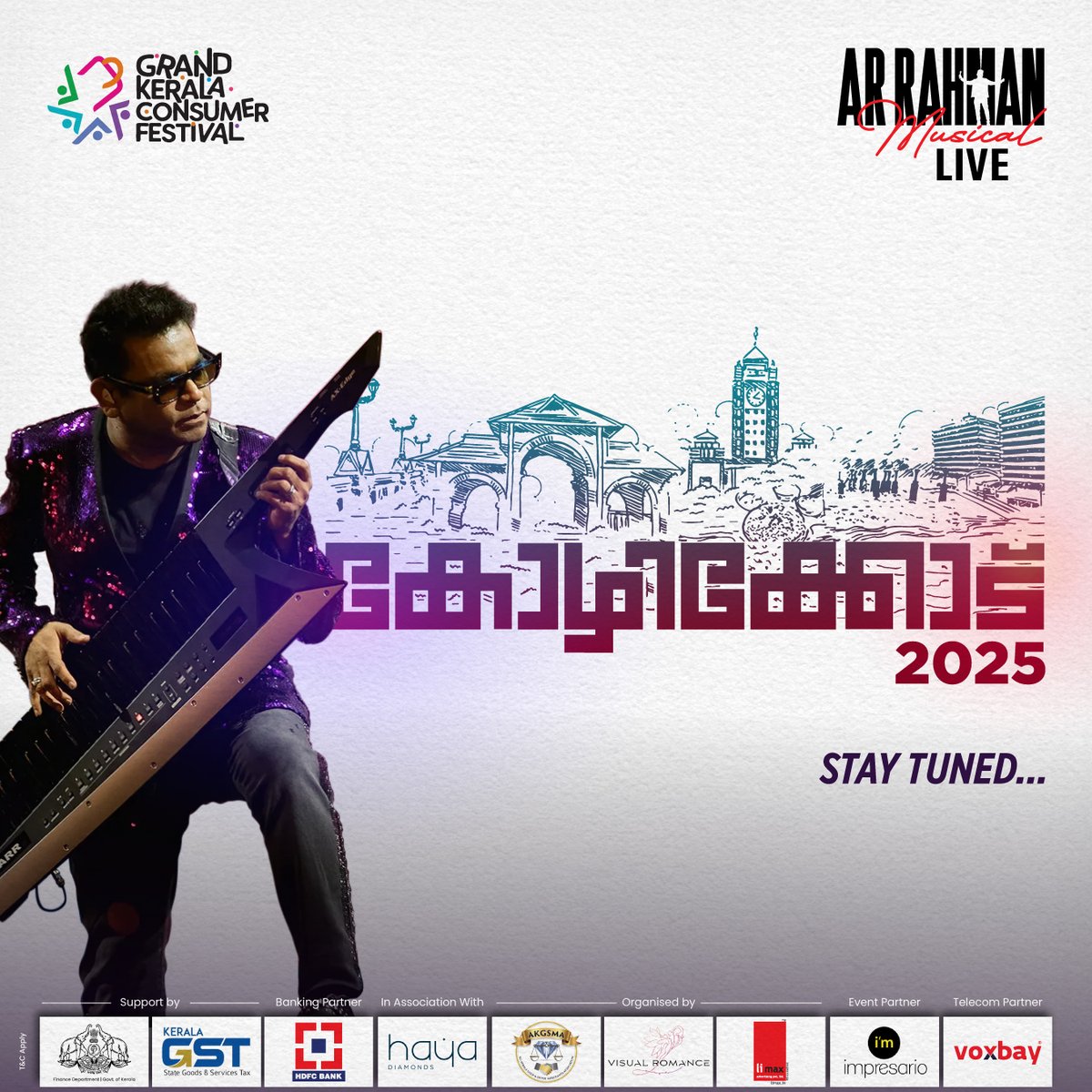 GKCFestival's tweet photo. ഗ്രാൻഡ് കേരള കൺസ്യൂമർ ഫെസ്റ്റിവൽ അഭിമാനത്തോടെ അവതരിപ്പിക്കുന്നു ഒരു മെഗാ മ്യൂസിക്കൽ ഇവന്റ്.. കാത്തിരിക്കുക!!
#arrahman #calicult #arrlive #arrmusic #arrahamanmusic #liveconcert #kerala #musiclegend #academy #kozhikode #keralagram #gkcf #olopoapp #shoppingfest https://t.co/P7q6XrdyHe